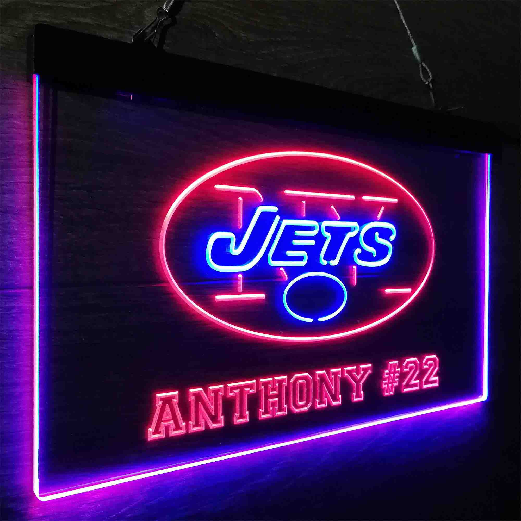 Personalized New York Jets Team Number Neon-Like LED Sign - ProLedSign