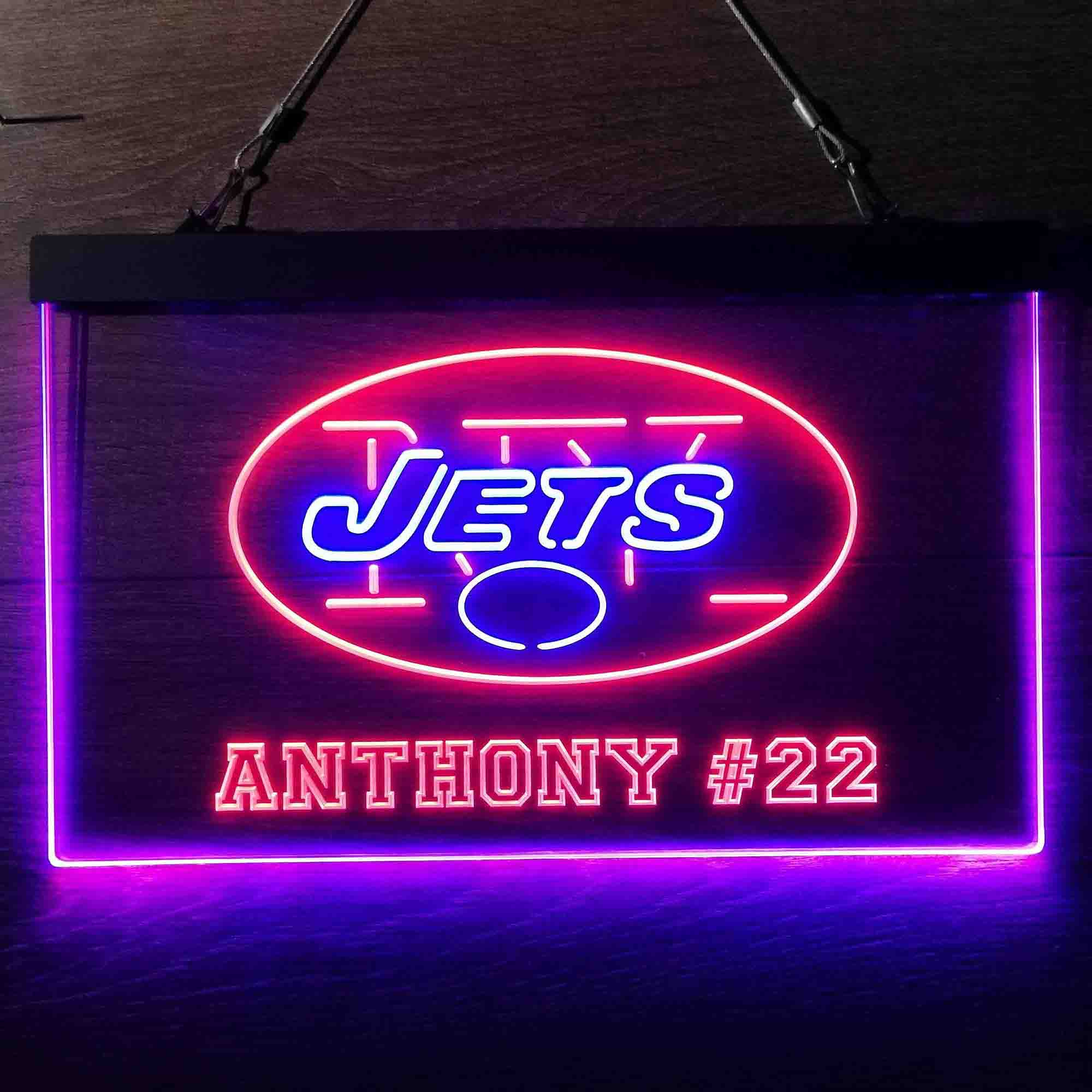 Personalized New York Jets Team Number Neon-Like LED Sign - ProLedSign