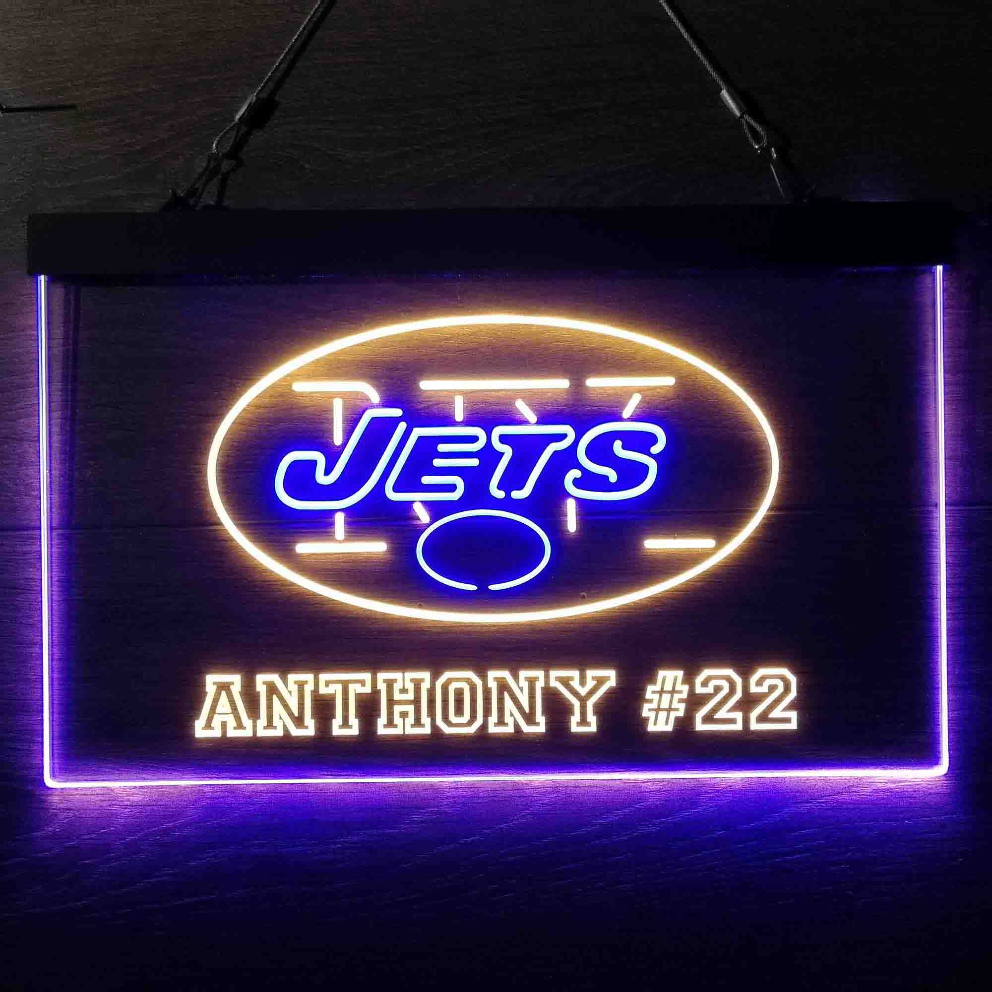 Personalized New York Jets Team Number Neon-Like LED Sign - ProLedSign