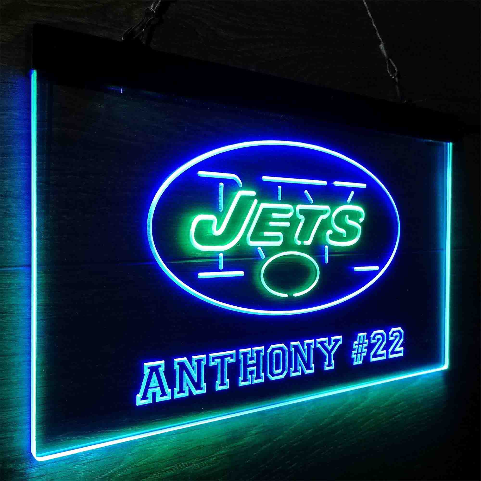 Personalized New York Jets Team Number Neon-Like LED Sign - ProLedSign