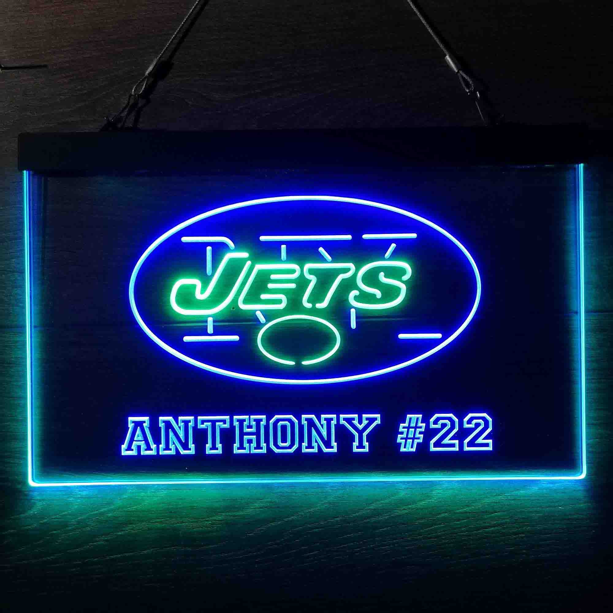 Personalized New York Jets Team Number Neon-Like LED Sign - ProLedSign