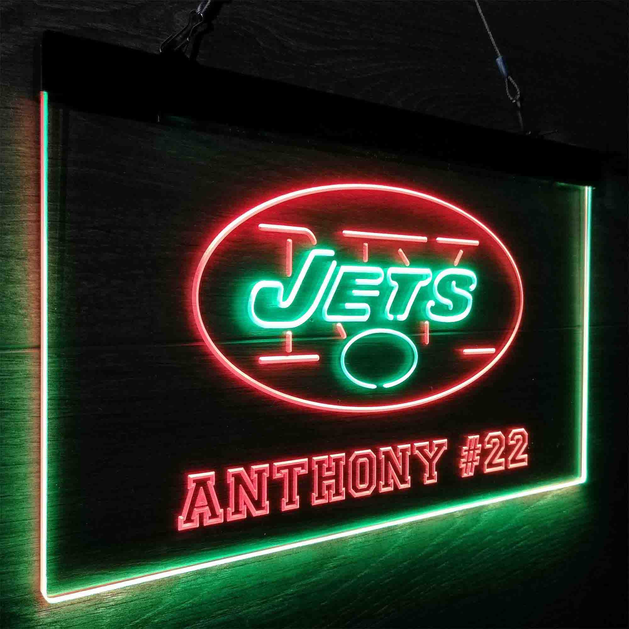 Personalized New York Jets Team Number Neon-Like LED Sign - ProLedSign