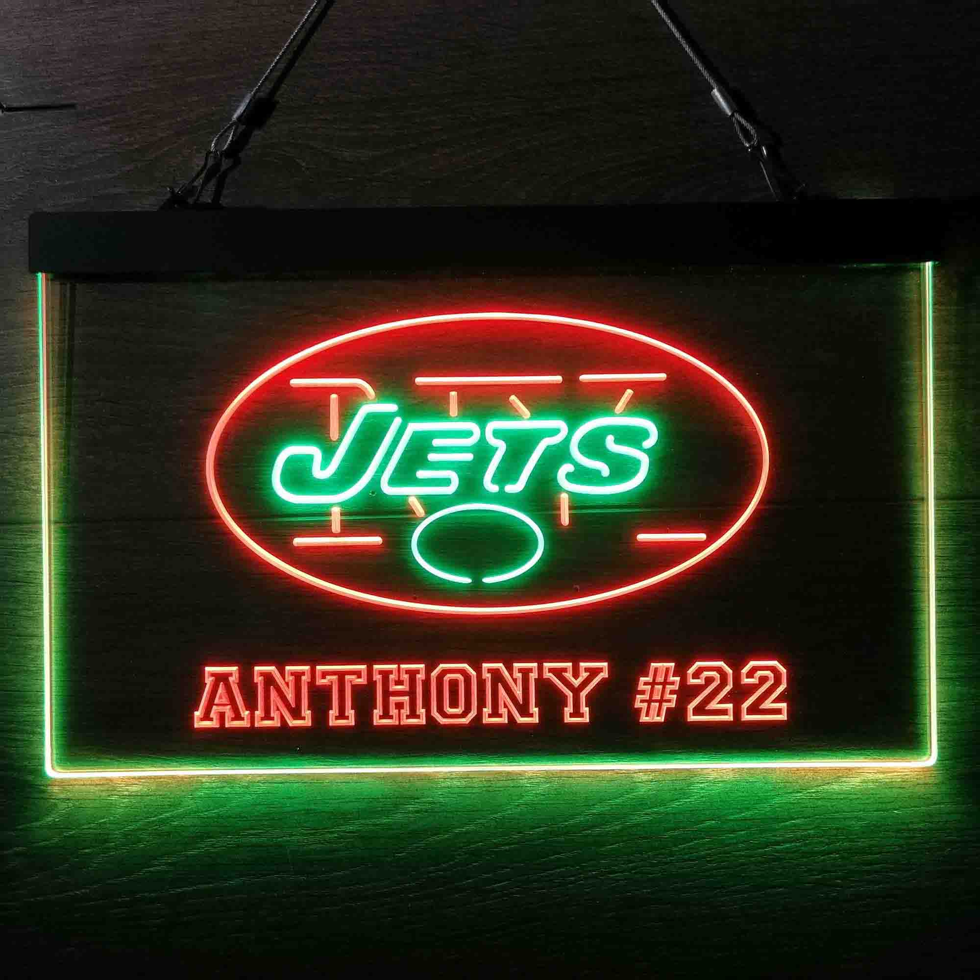 Personalized New York Jets Team Number Neon-Like LED Sign - ProLedSign