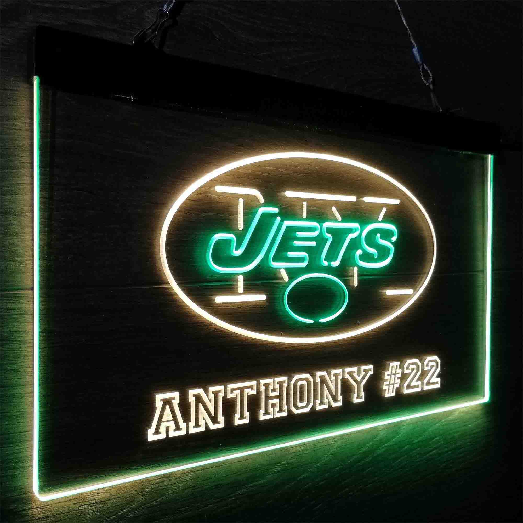 Personalized New York Jets Team Number Neon-Like LED Sign - ProLedSign