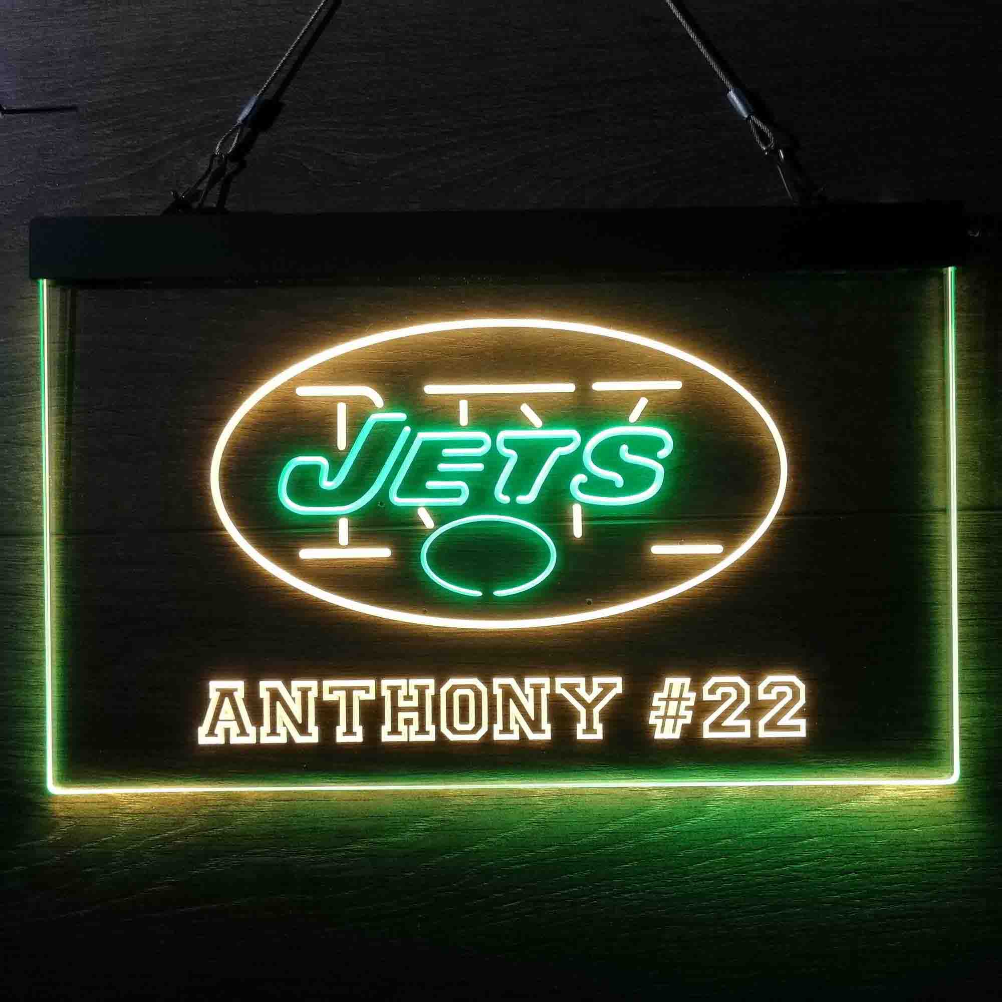 Personalized New York Jets Team Number Neon-Like LED Sign - ProLedSign