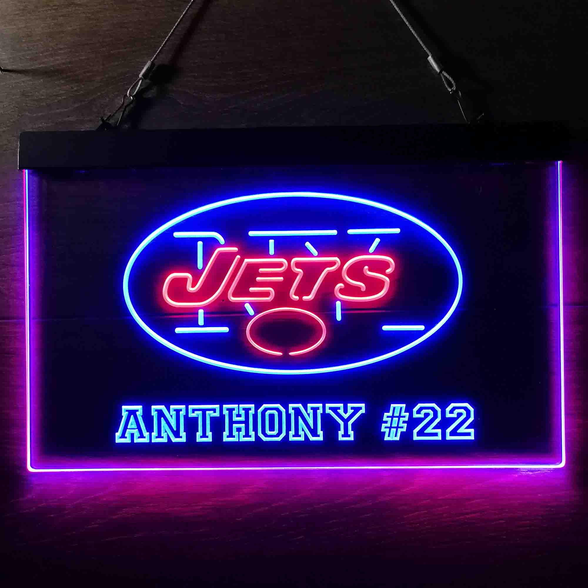 Personalized New York Jets Team Number Neon-Like LED Sign - ProLedSign