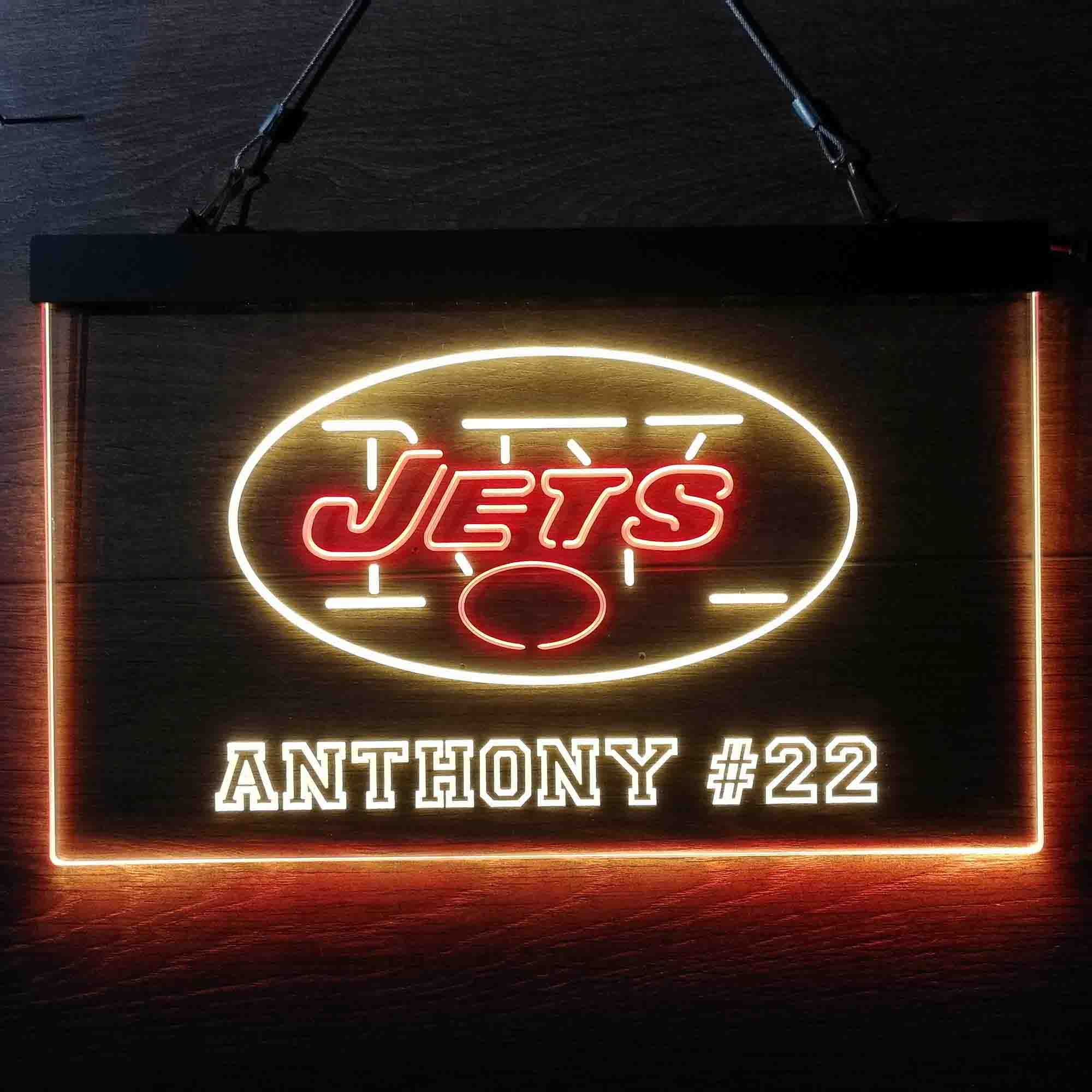 Personalized New York Jets Team Number Neon-Like LED Sign - ProLedSign