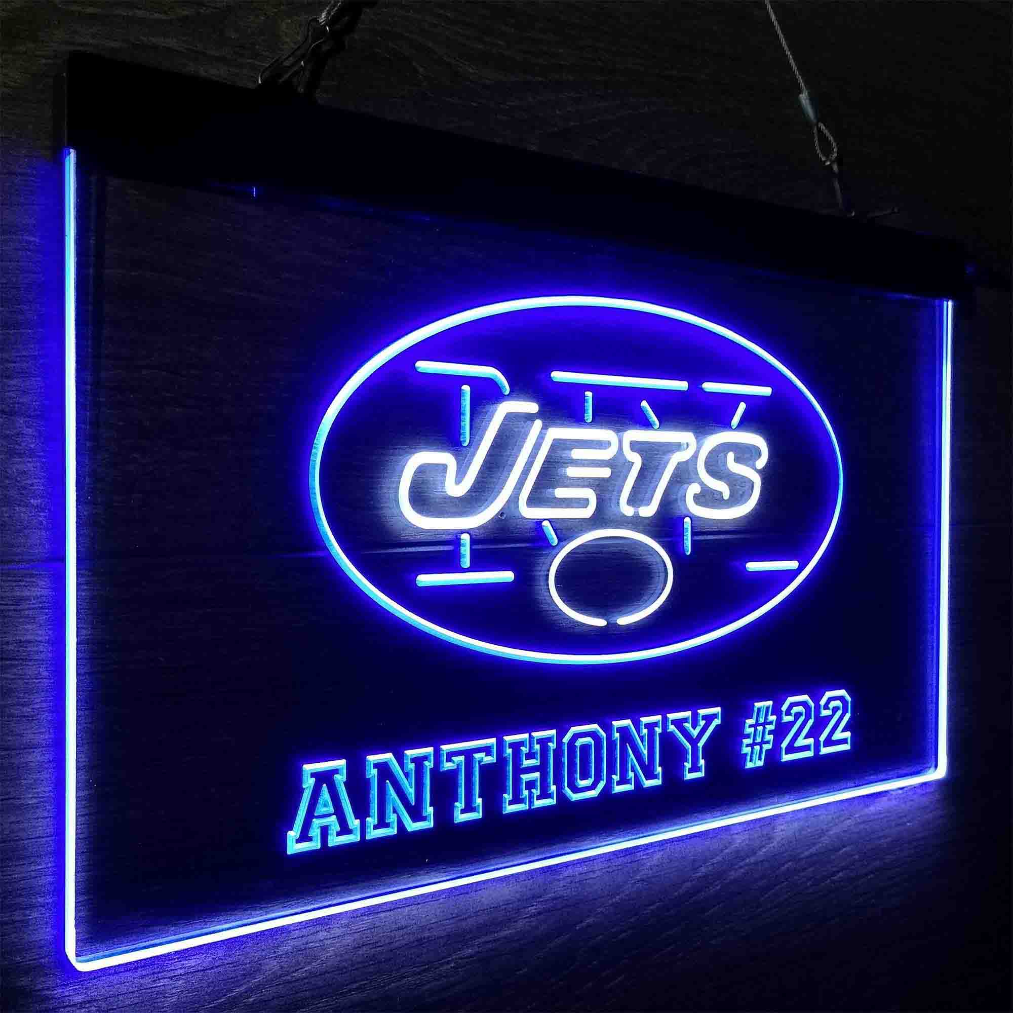 Personalized New York Jets Team Number Neon-Like LED Sign - ProLedSign