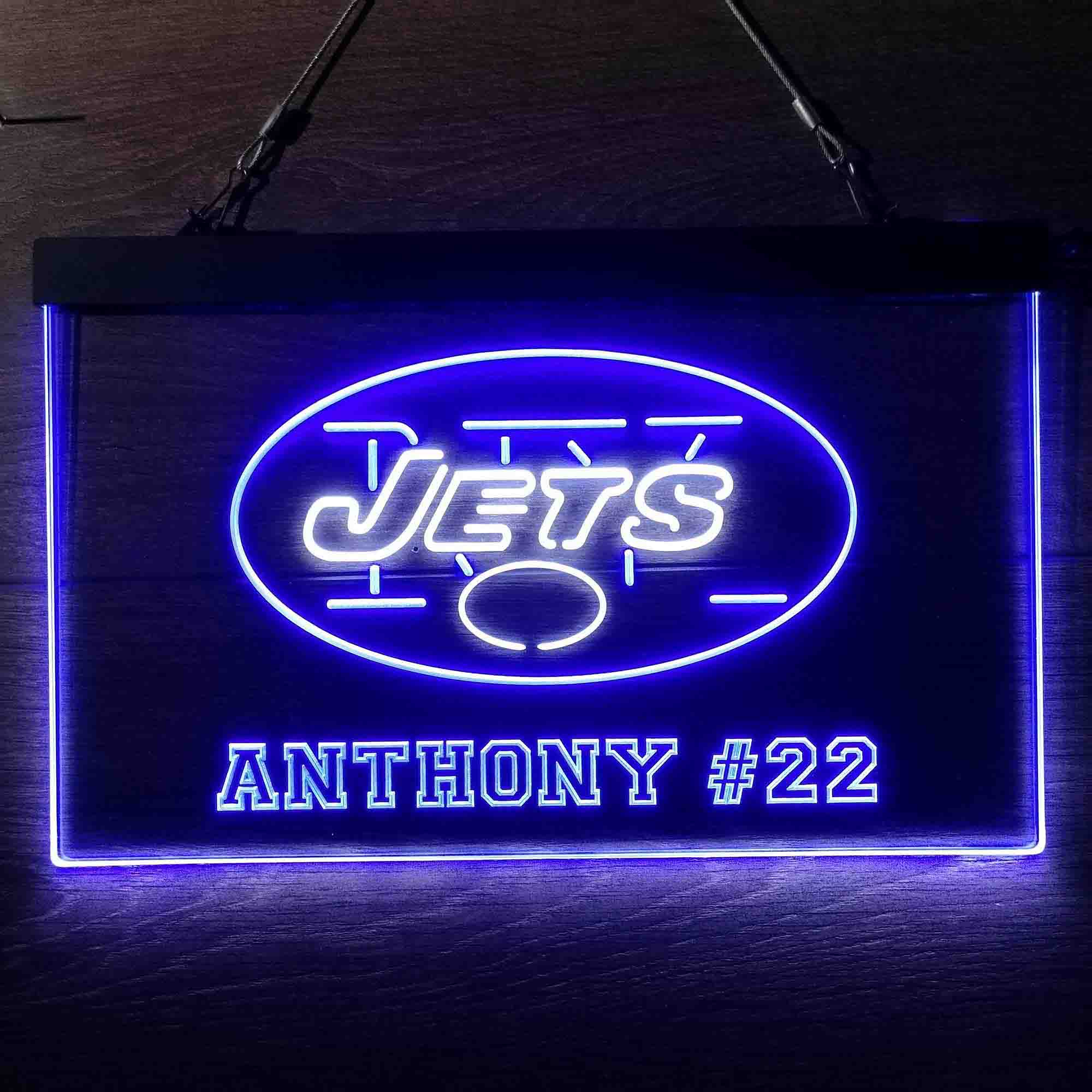 Personalized New York Jets Team Number Neon-Like LED Sign - ProLedSign