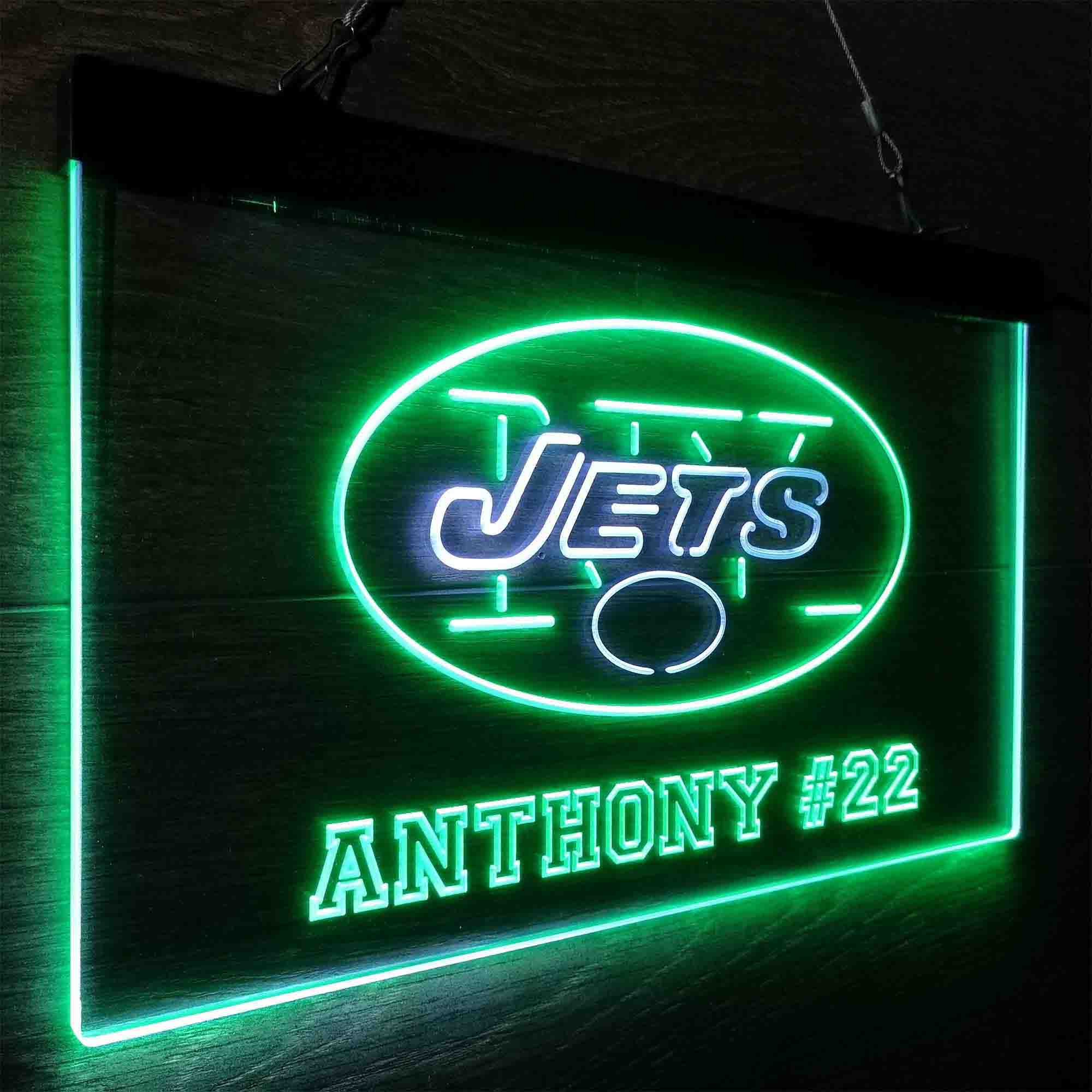 Personalized New York Jets Team Number Neon-Like LED Sign - ProLedSign