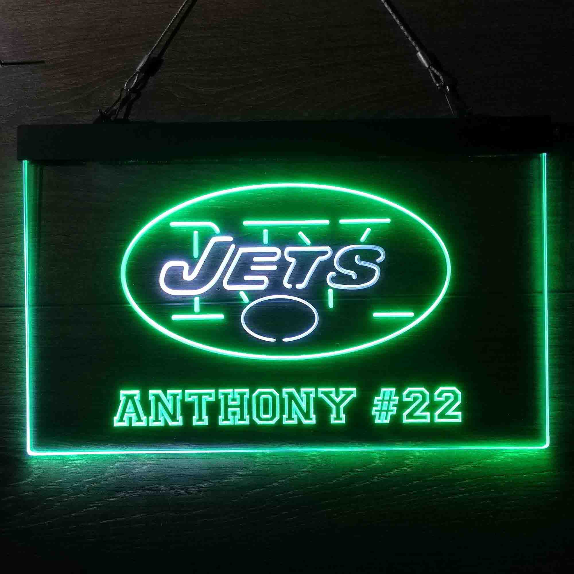 Personalized New York Jets Team Number Neon-Like LED Sign - ProLedSign