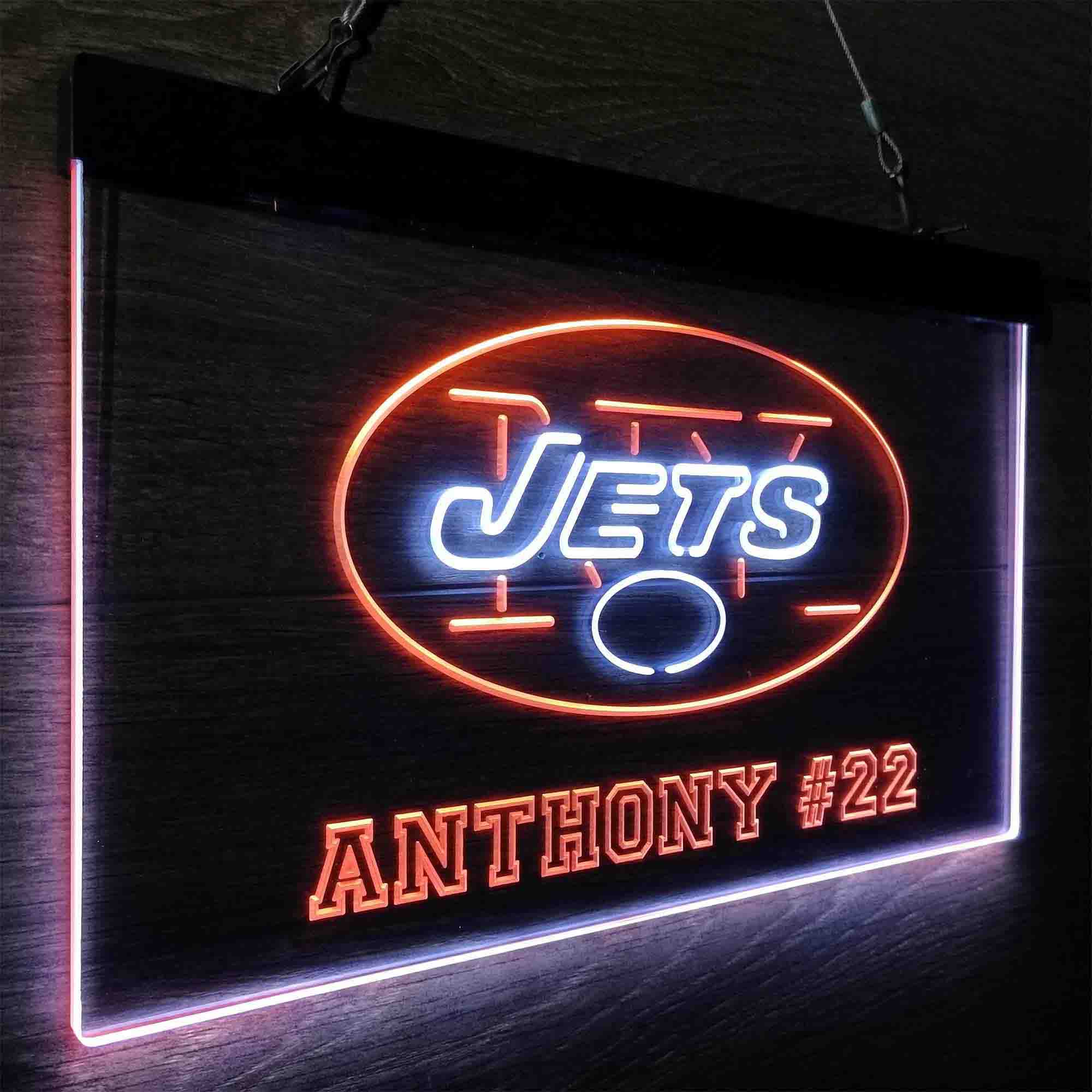 Personalized New York Jets Team Number Neon-Like LED Sign - ProLedSign