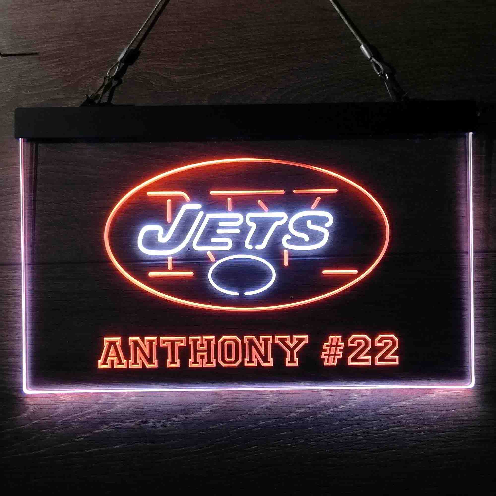 Personalized New York Jets Team Number Neon-Like LED Sign - ProLedSign