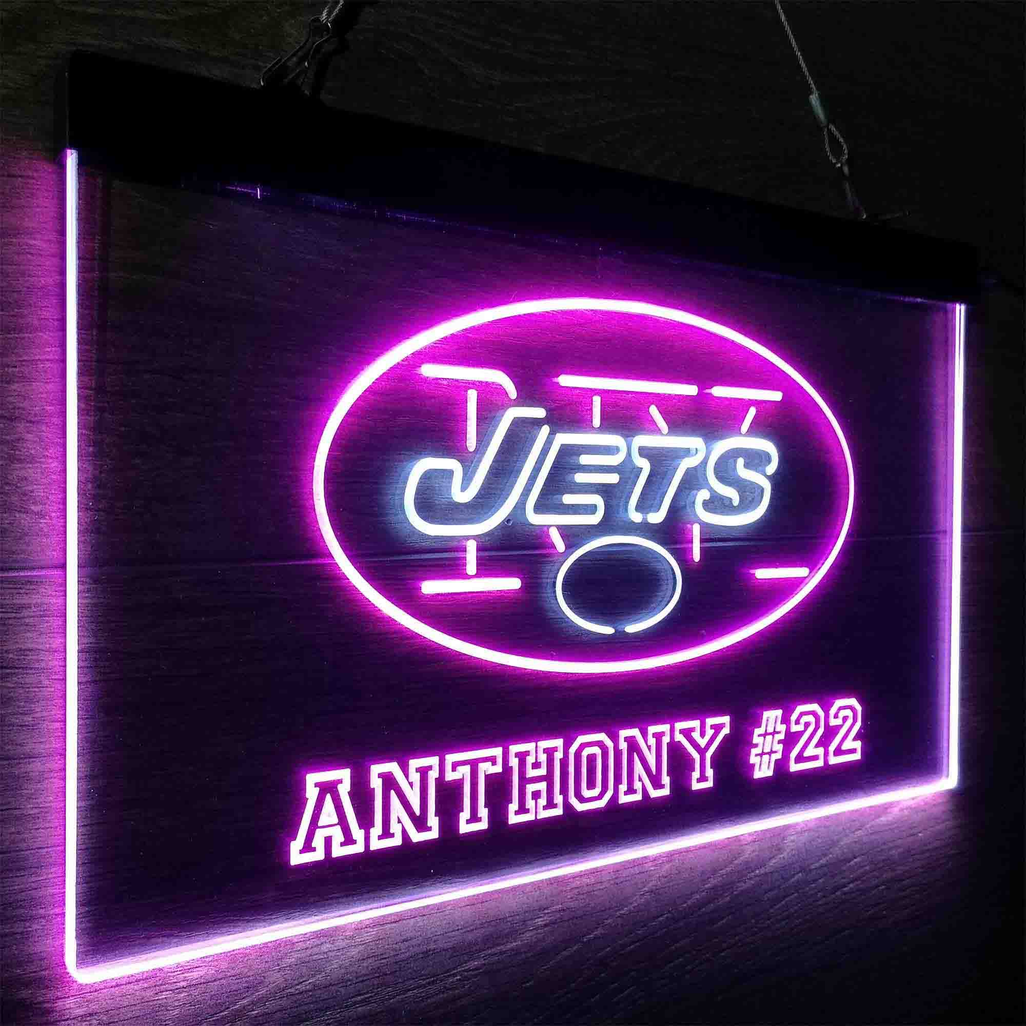 Personalized New York Jets Team Number Neon-Like LED Sign - ProLedSign