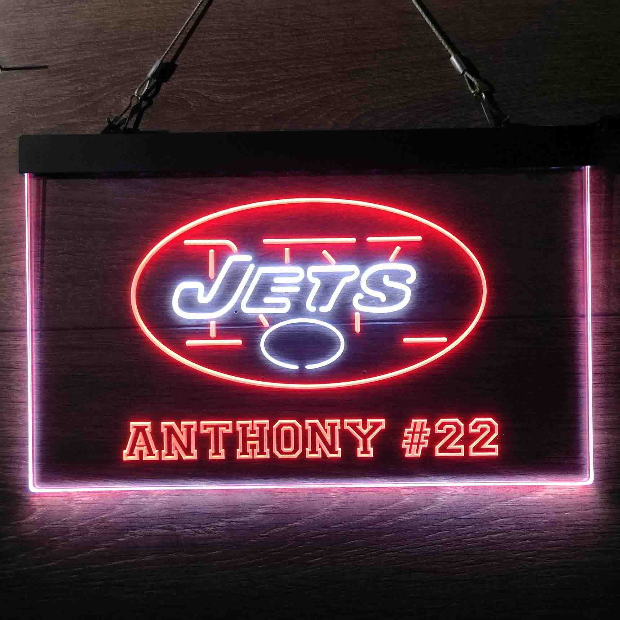 Personalized New York Jets Team Number Neon-Like LED Sign - ProLedSign