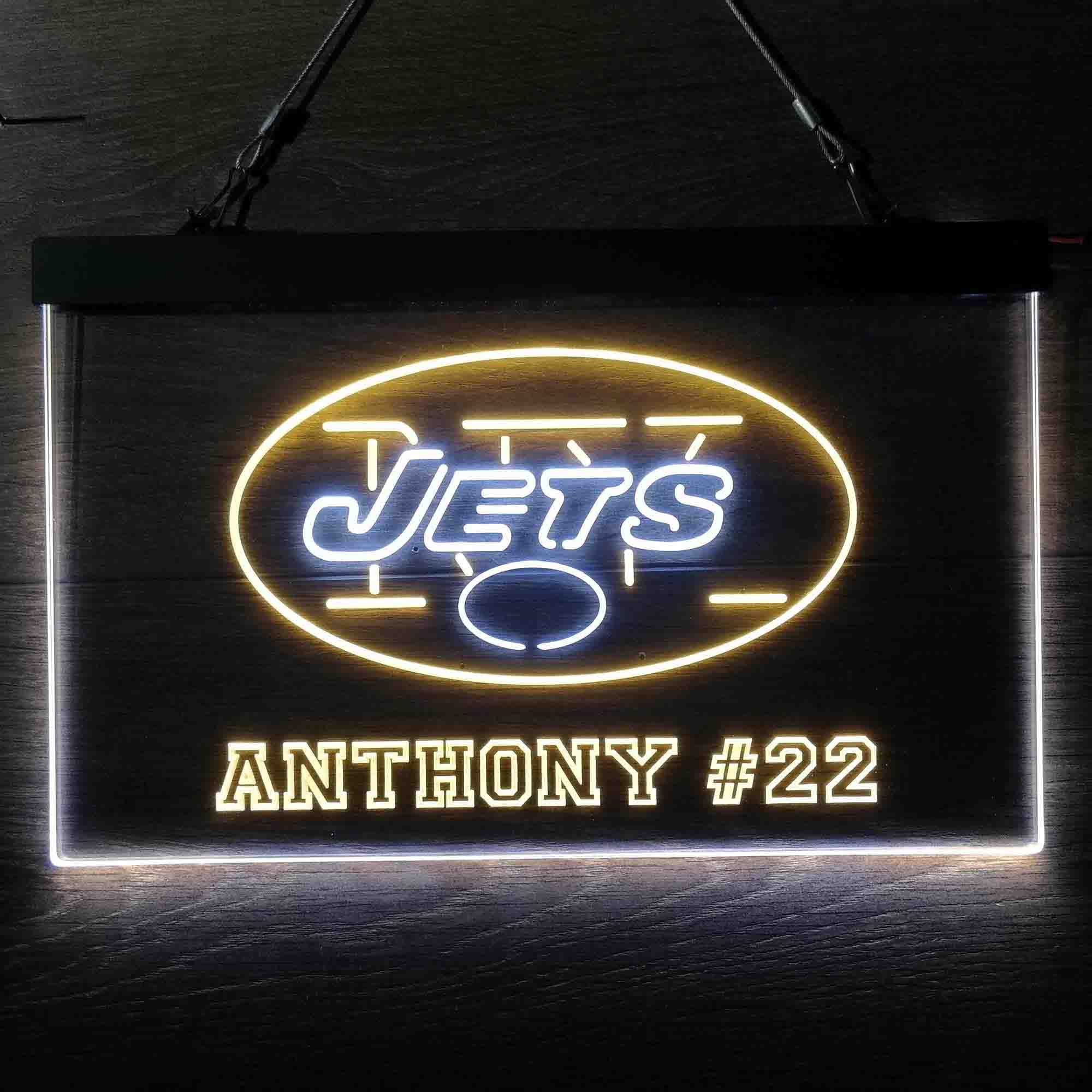 Personalized New York Jets Team Number Neon-Like LED Sign - ProLedSign