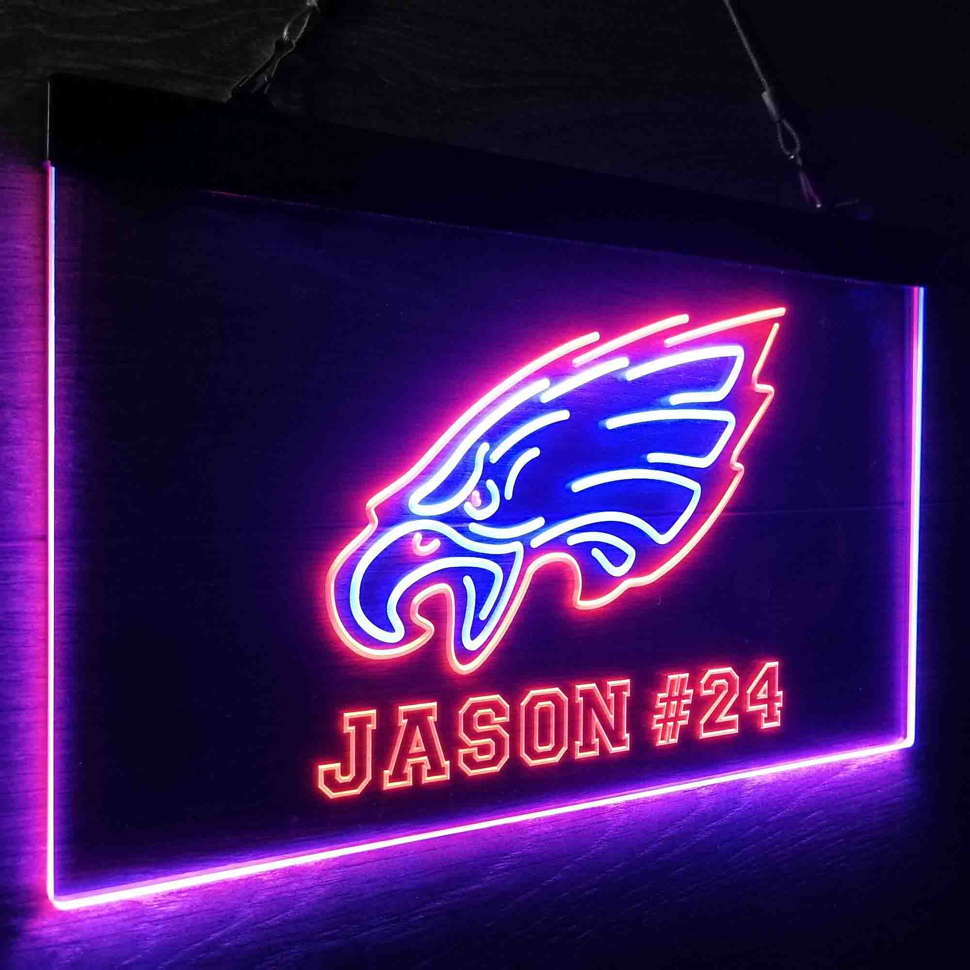 Personalized Philadelphia Eagles Team Number Neon-Like LED Sign - ProLedSign