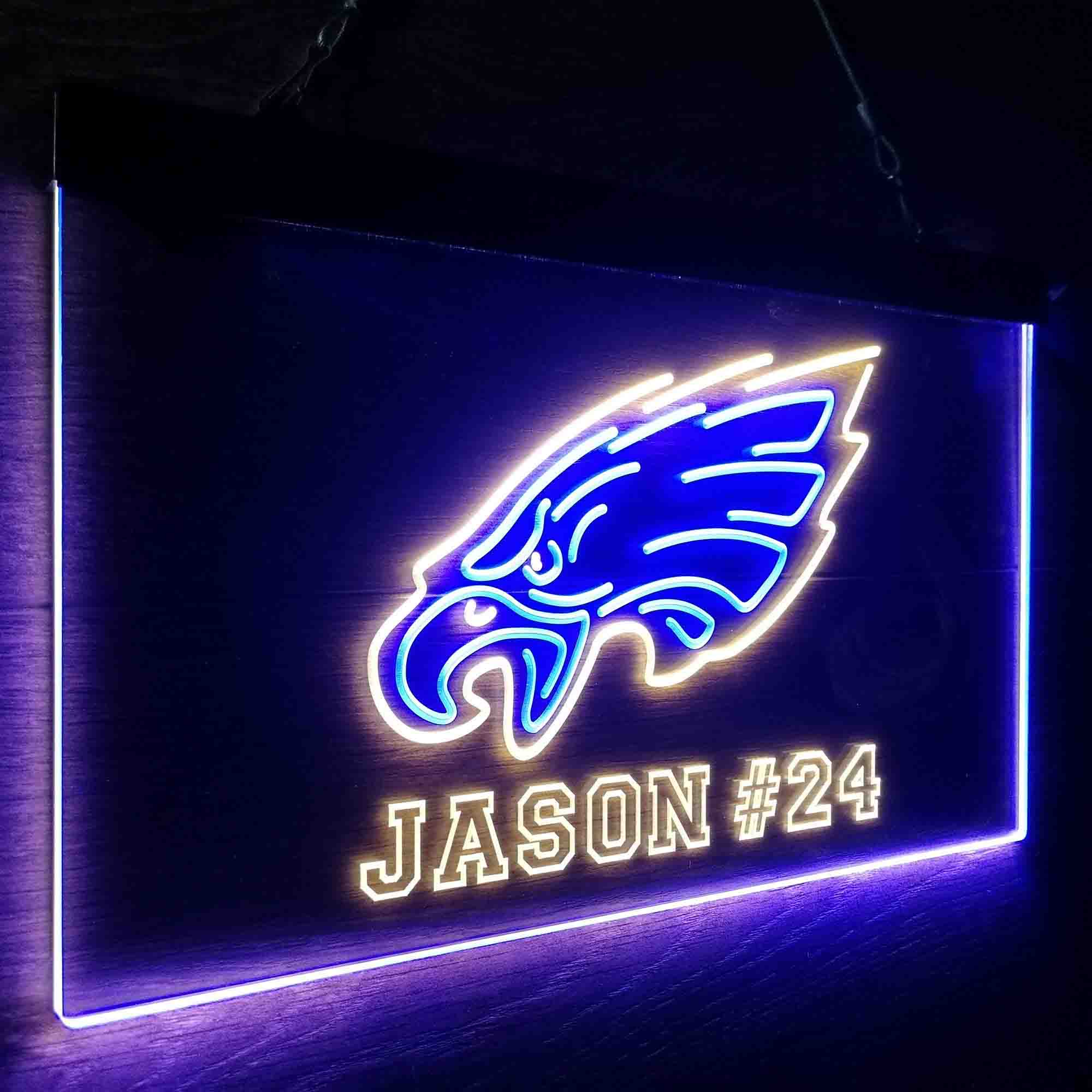 Personalized Philadelphia Eagles Team Number Neon-Like LED Sign - ProLedSign