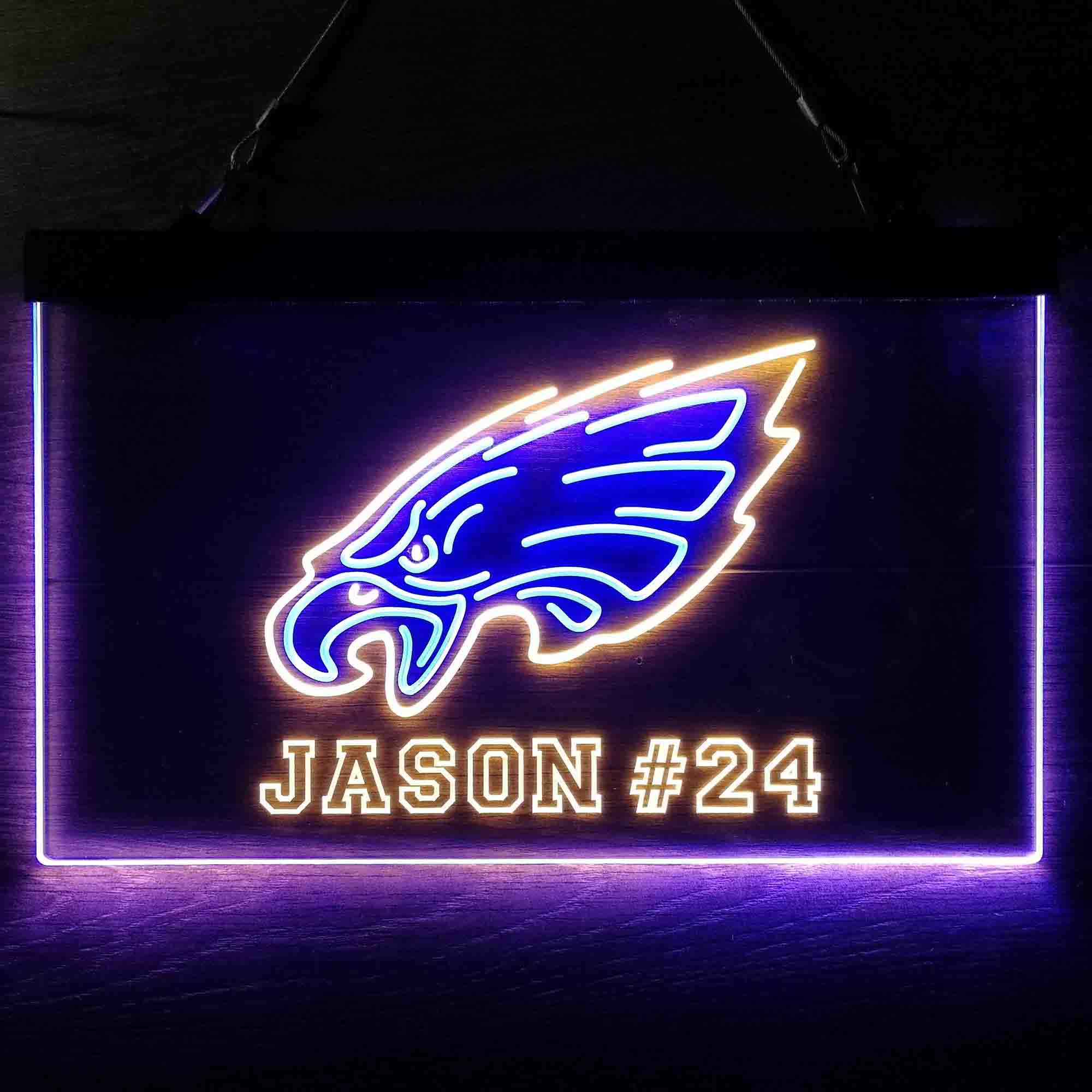 Personalized Philadelphia Eagles Team Number Neon-Like LED Sign - ProLedSign