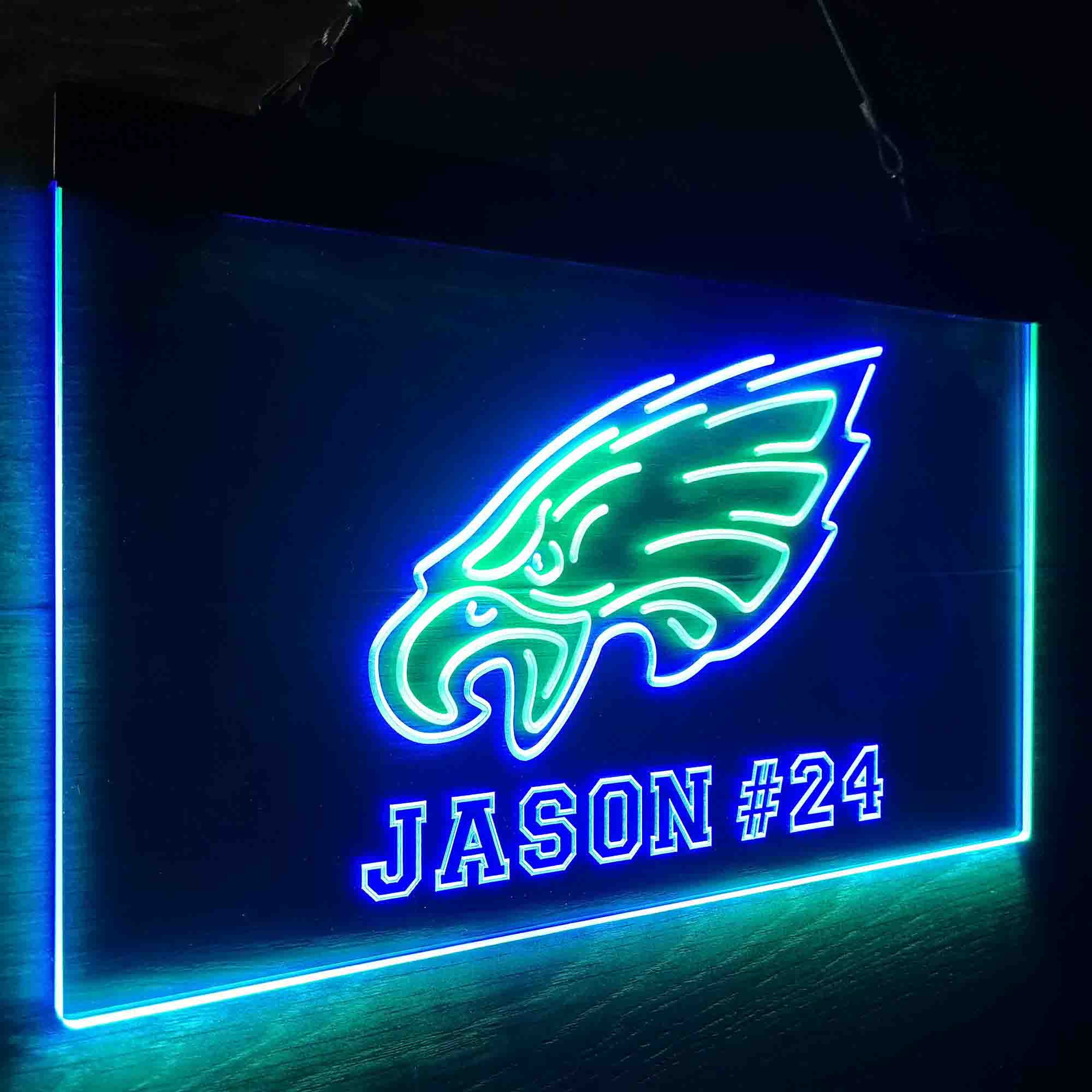 Personalized Philadelphia Eagles Team Number Neon-Like LED Sign - ProLedSign