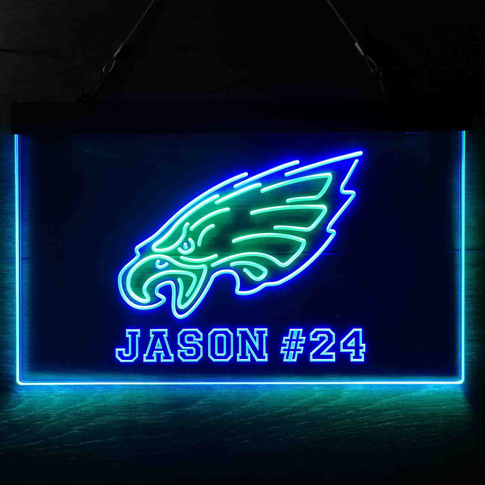 Personalized Philadelphia Eagles Team Number Neon-Like LED Sign - ProLedSign