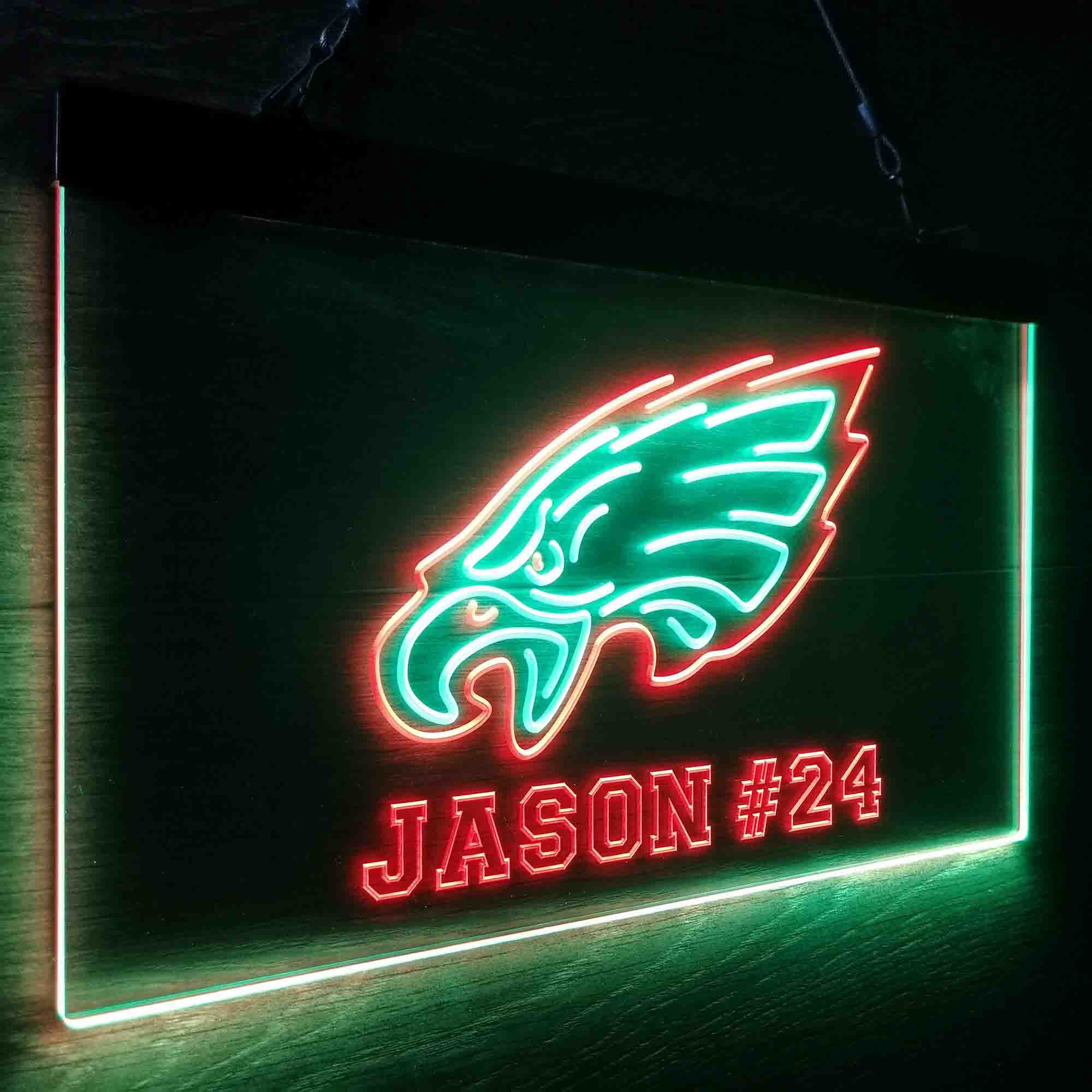 Personalized Philadelphia Eagles Team Number Neon-Like LED Sign - ProLedSign