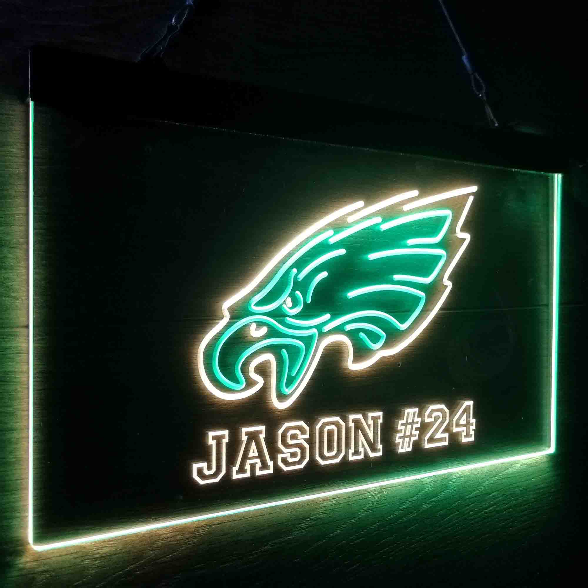 Personalized Philadelphia Eagles Team Number Neon-Like LED Sign - ProLedSign