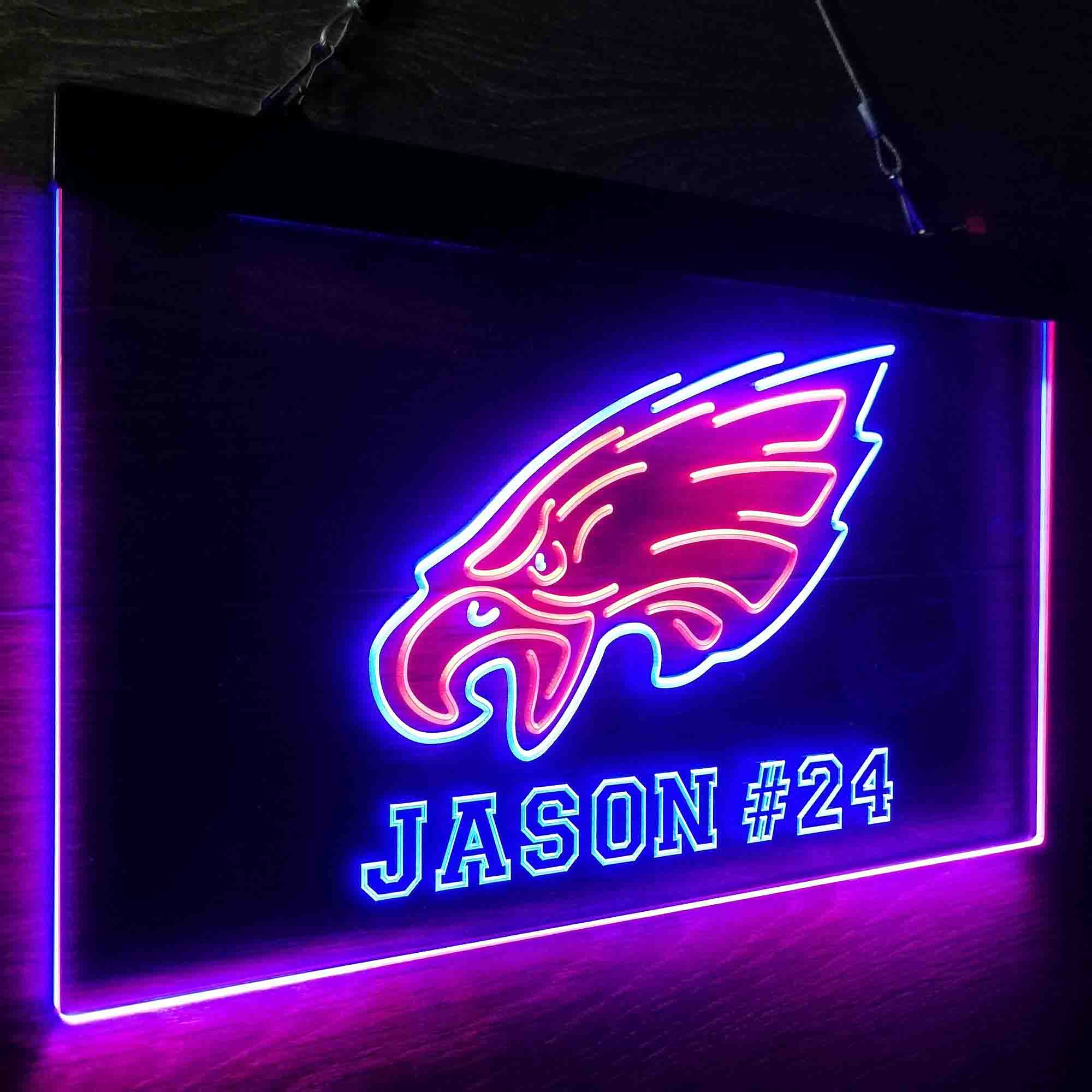 Personalized Philadelphia Eagles Team Number Neon-Like LED Sign - ProLedSign