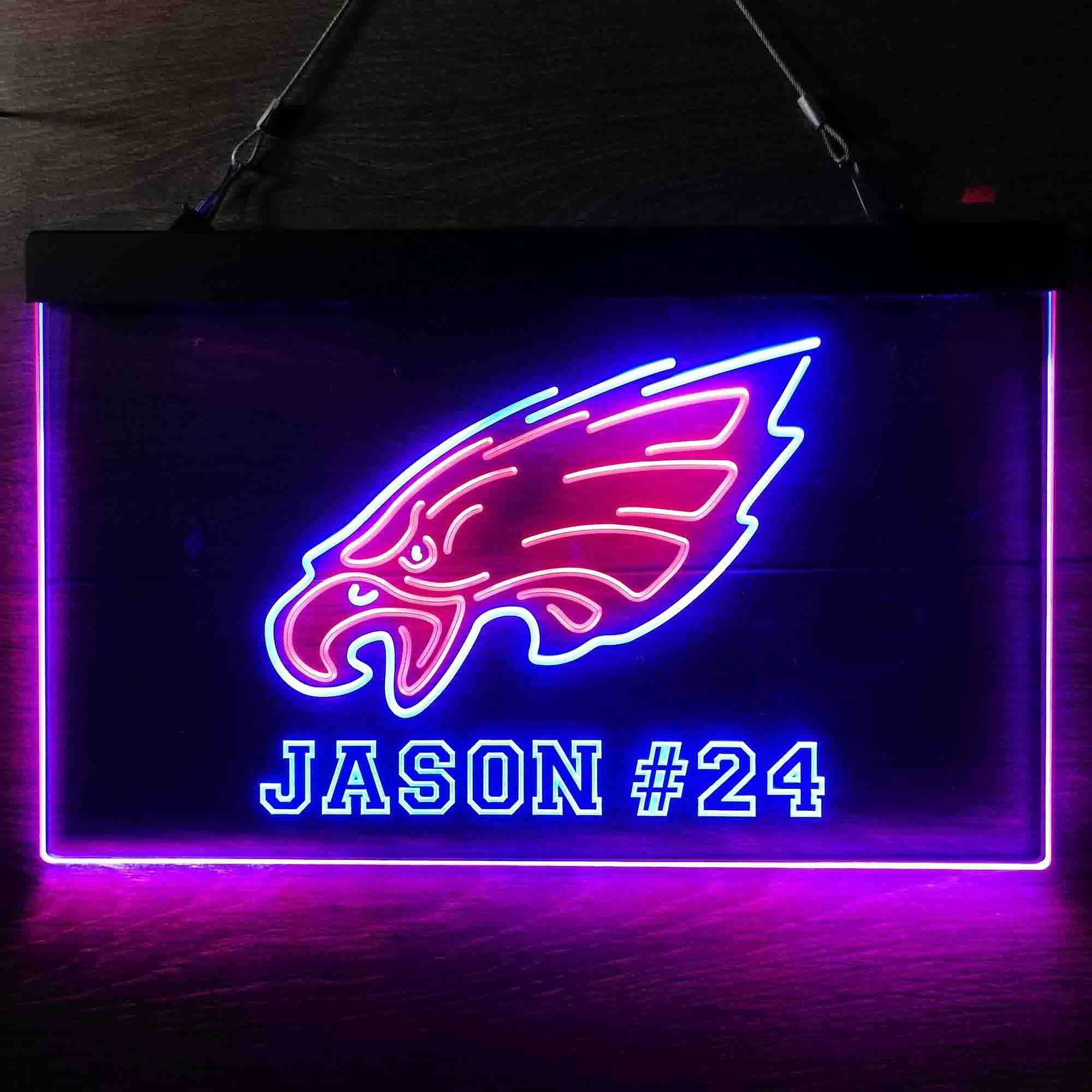 Personalized Philadelphia Eagles Team Number Neon-Like LED Sign - ProLedSign