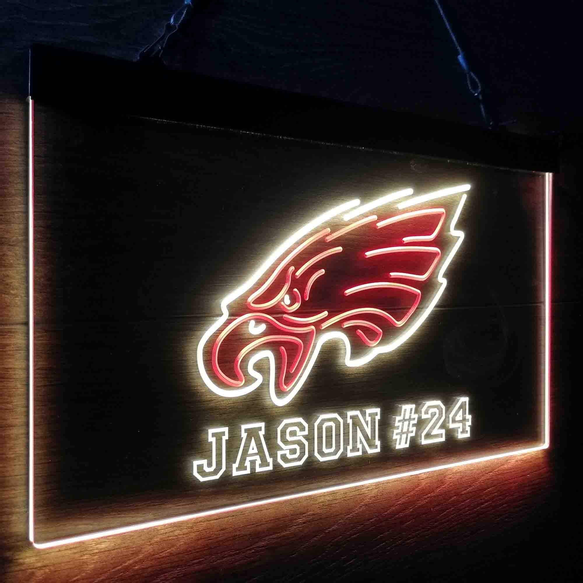 Personalized Philadelphia Eagles Team Number Neon-Like LED Sign - ProLedSign