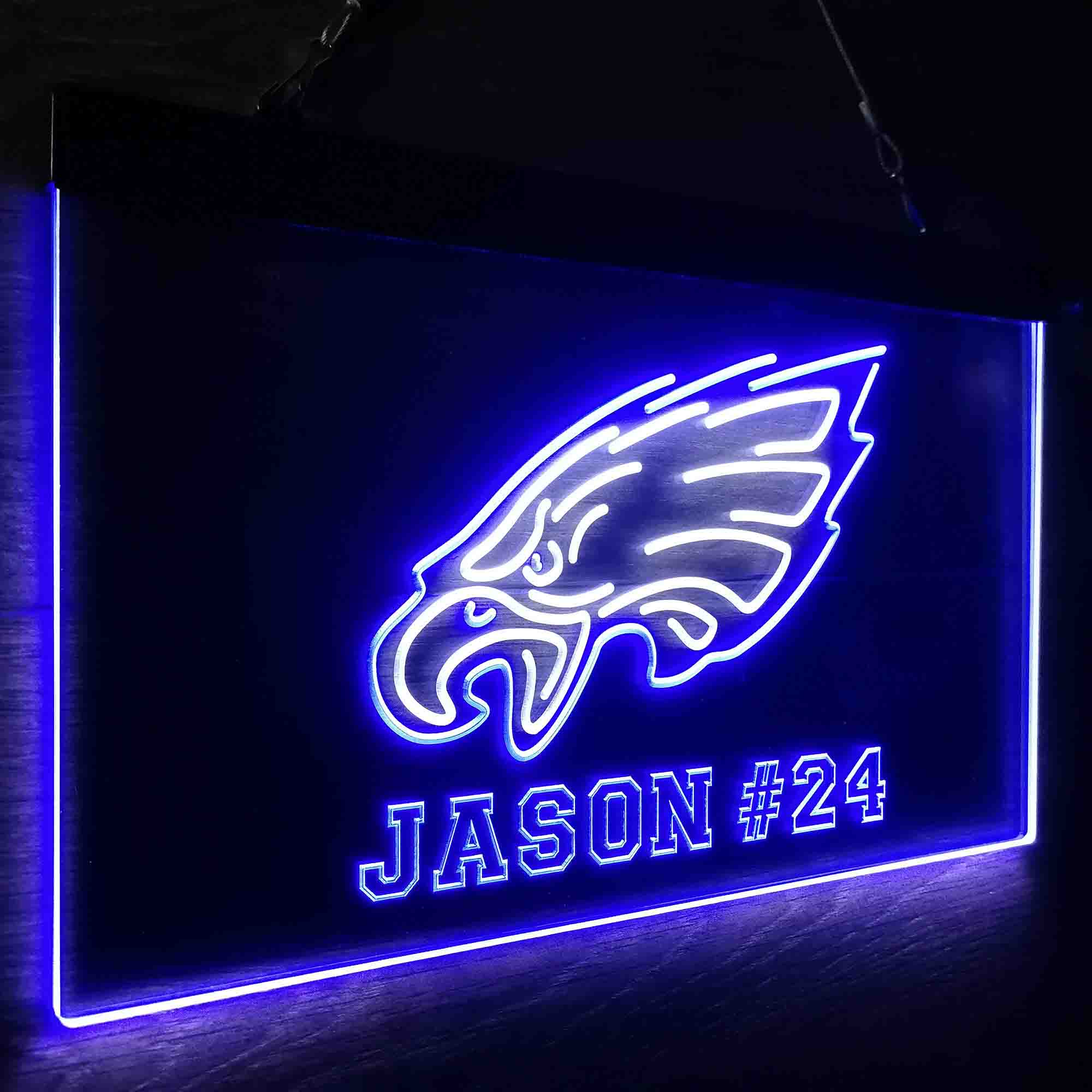 Personalized Philadelphia Eagles Team Number Neon-Like LED Sign - ProLedSign