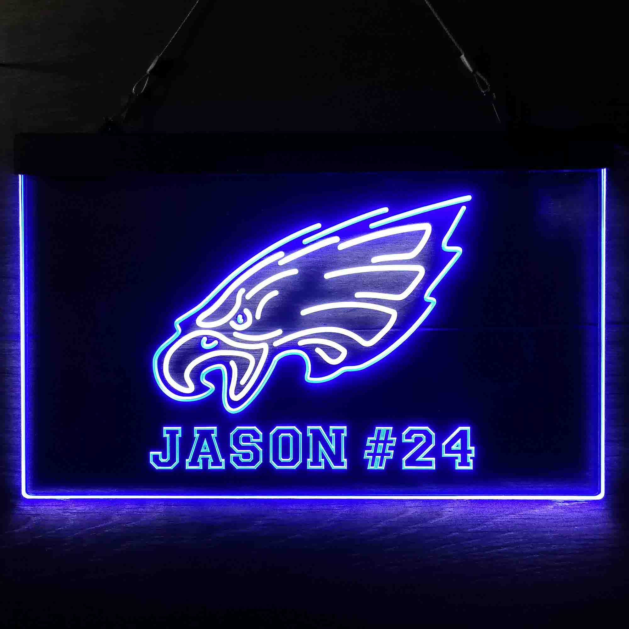 Personalized Philadelphia Eagles Team Number Neon-Like LED Sign - ProLedSign