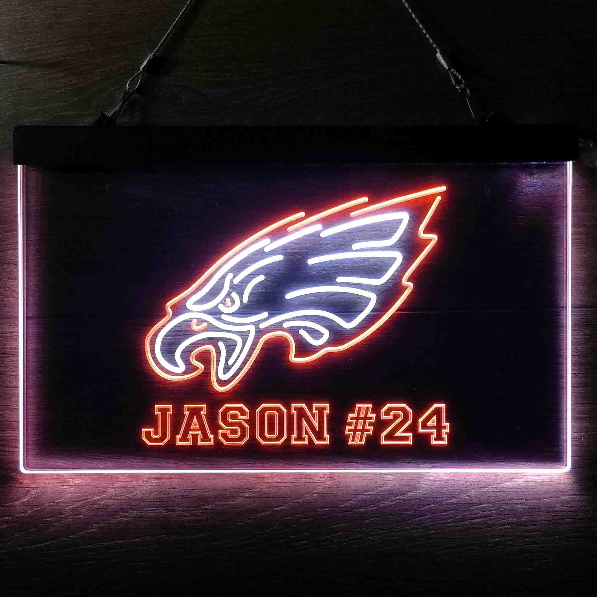 Personalized Philadelphia Eagles Team Number Neon-Like LED Sign - ProLedSign