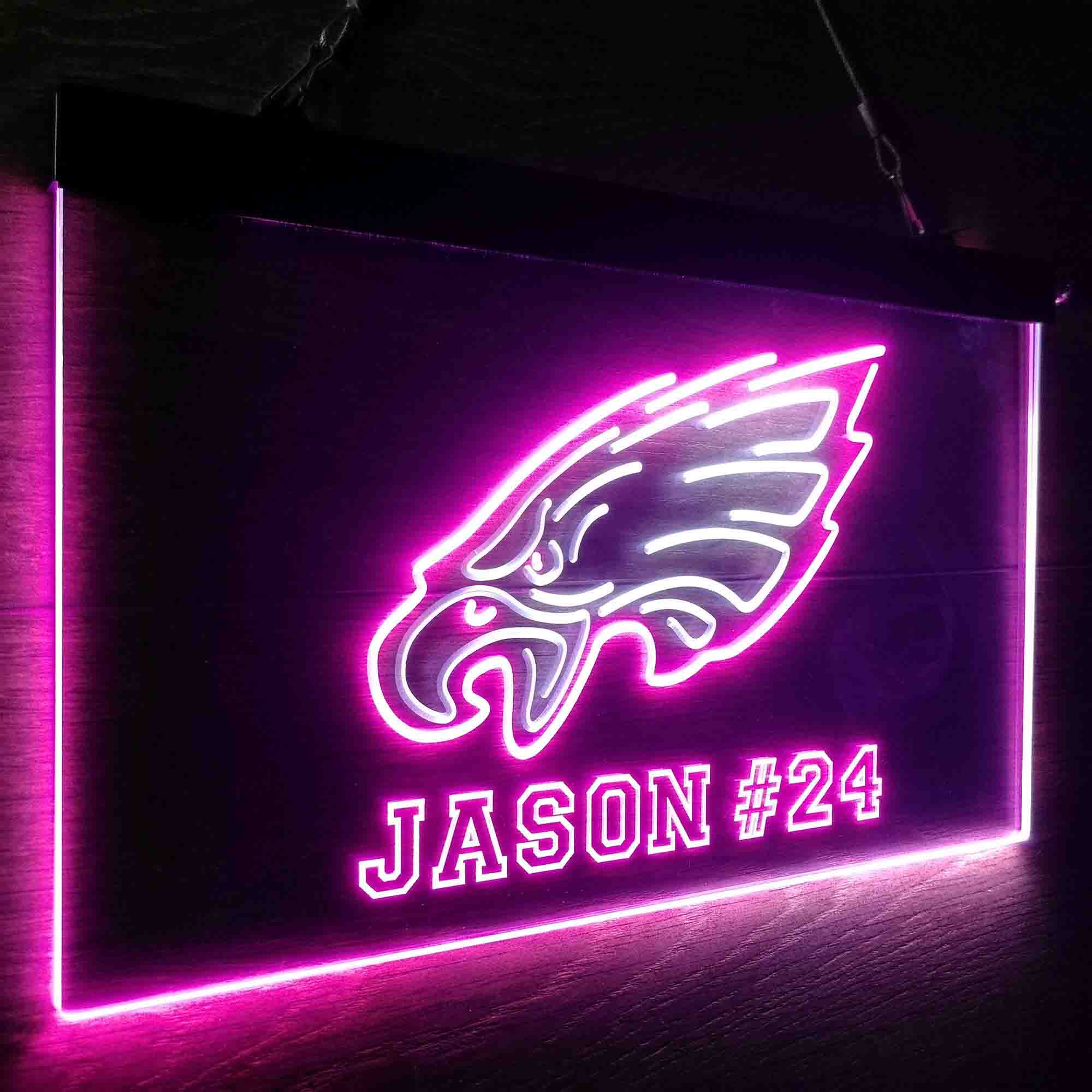 Personalized Philadelphia Eagles Team Number Neon-Like LED Sign - ProLedSign