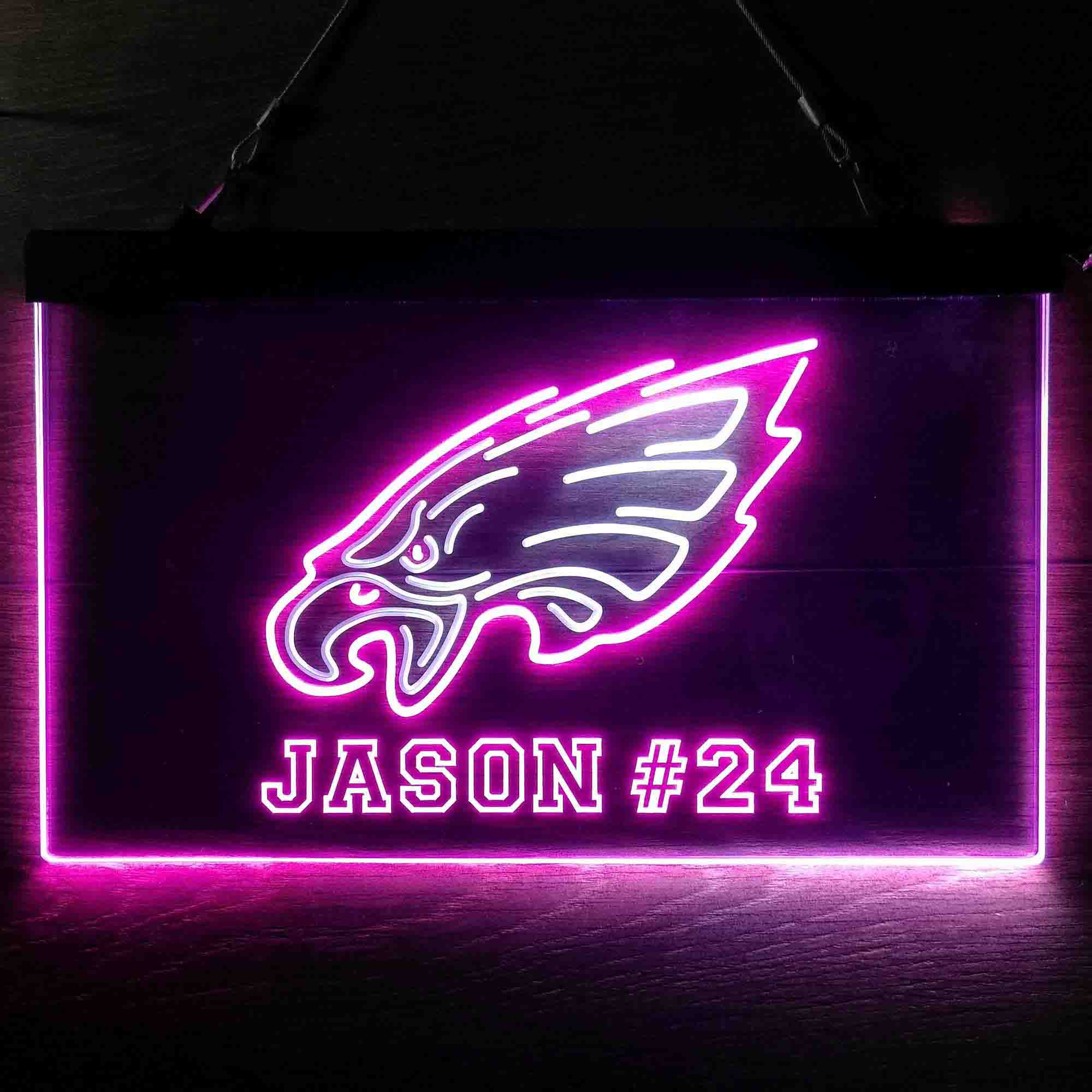 Personalized Philadelphia Eagles Team Number Neon-Like LED Sign - ProLedSign