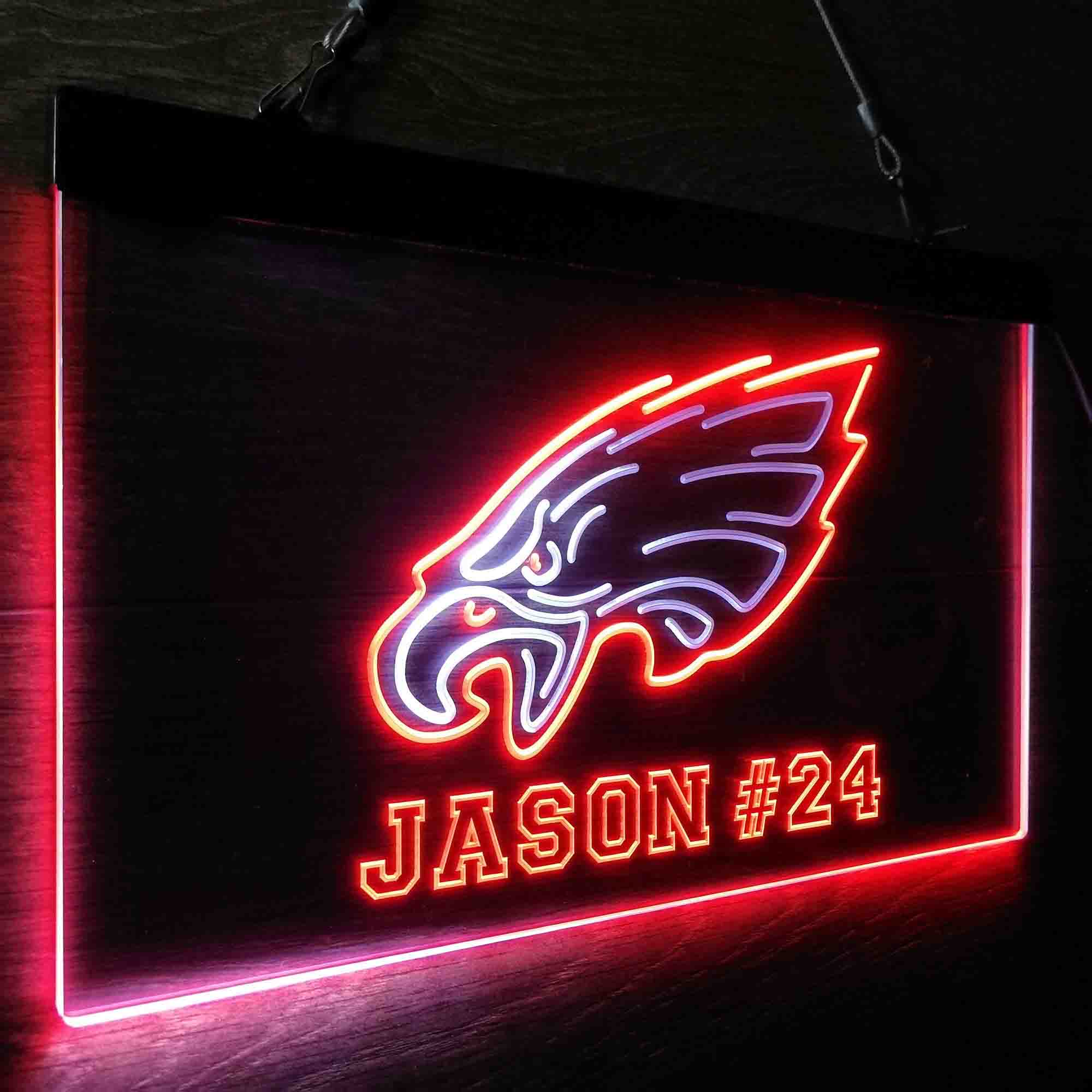 Personalized Philadelphia Eagles Team Number Neon-Like LED Sign - ProLedSign