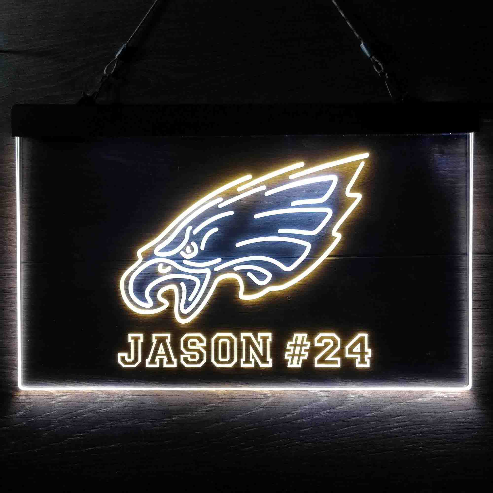 Personalized Philadelphia Eagles Team Number Neon-Like LED Sign - ProLedSign