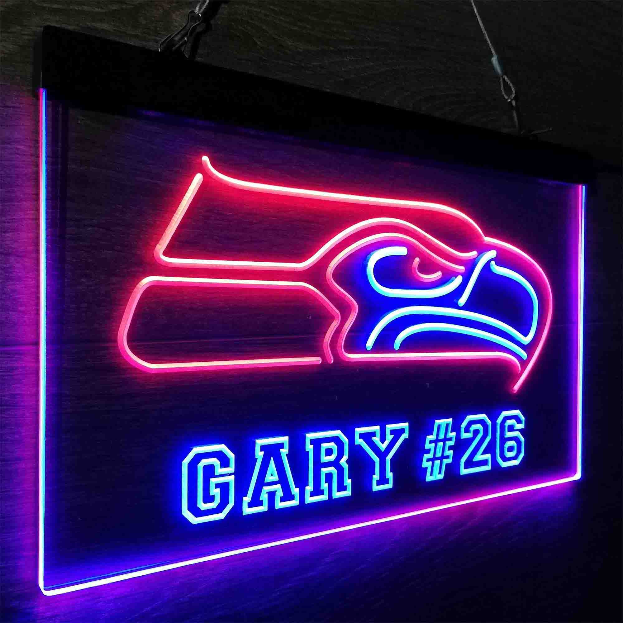 Personalized Seattle Seahawks Team Number Neon-Like LED Light Sign - led lab cave