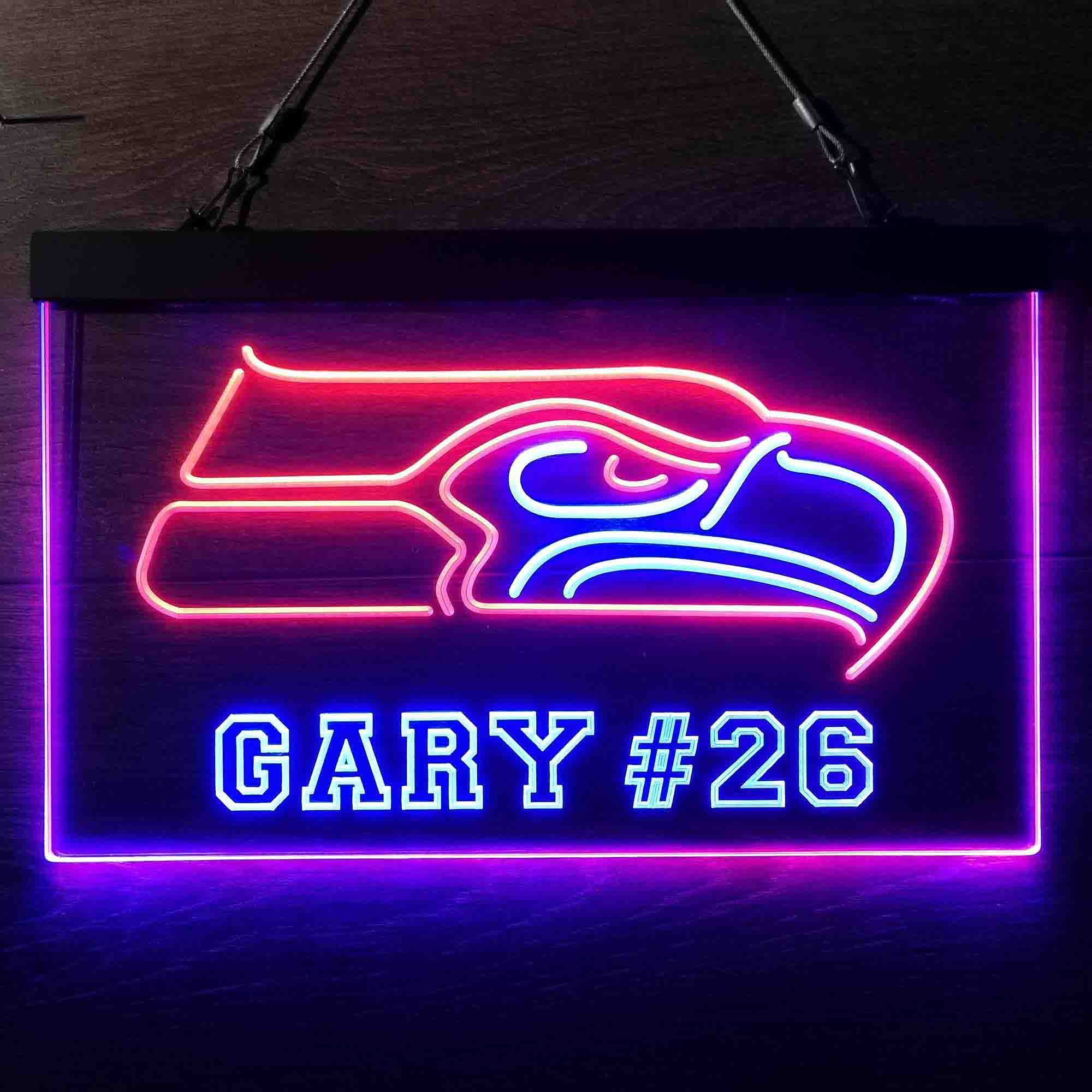 Personalized Seattle Seahawks Team Number Neon-Like LED Light Sign - led lab cave