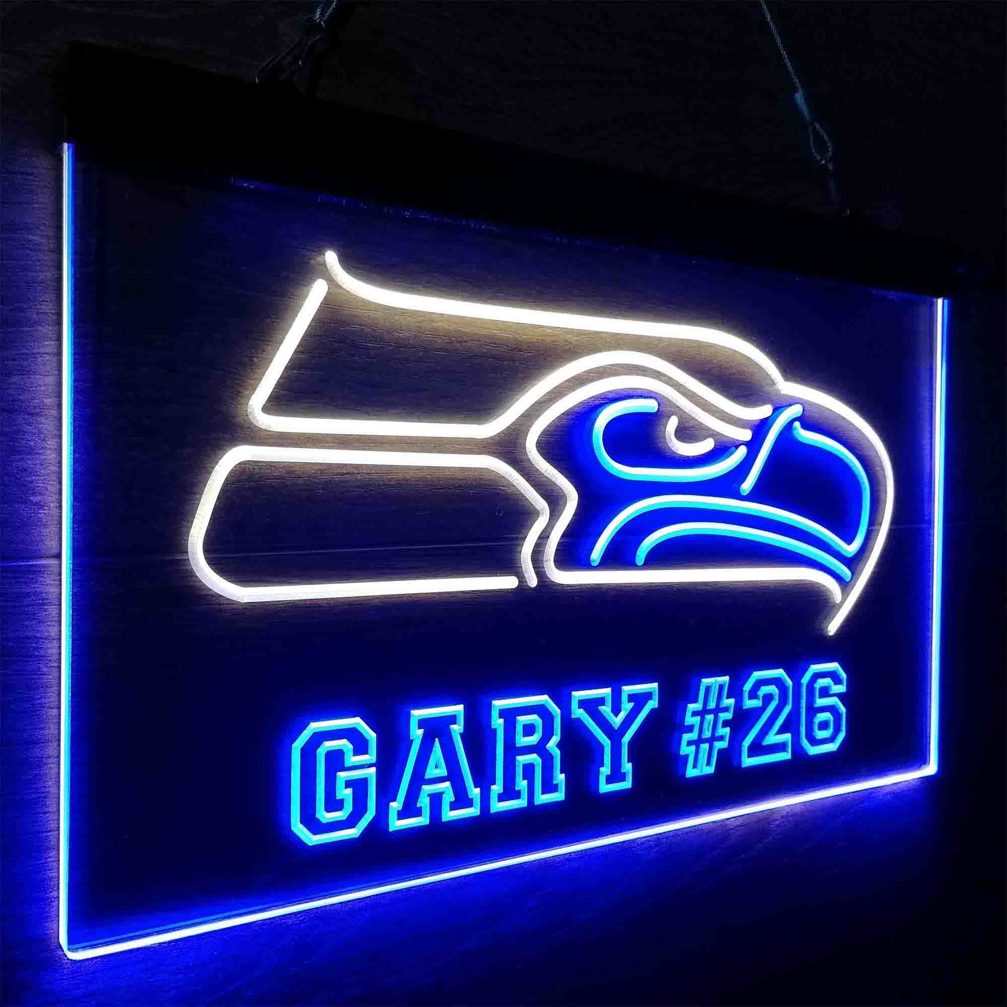 Personalized Seattle Seahawks Team Number Neon-Like LED Light Sign - led lab cave