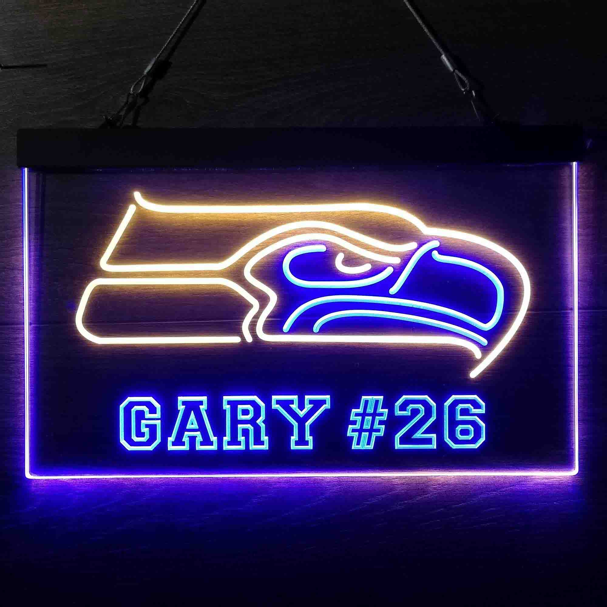 Personalized Seattle Seahawks Team Number Neon-Like LED Light Sign - led lab cave