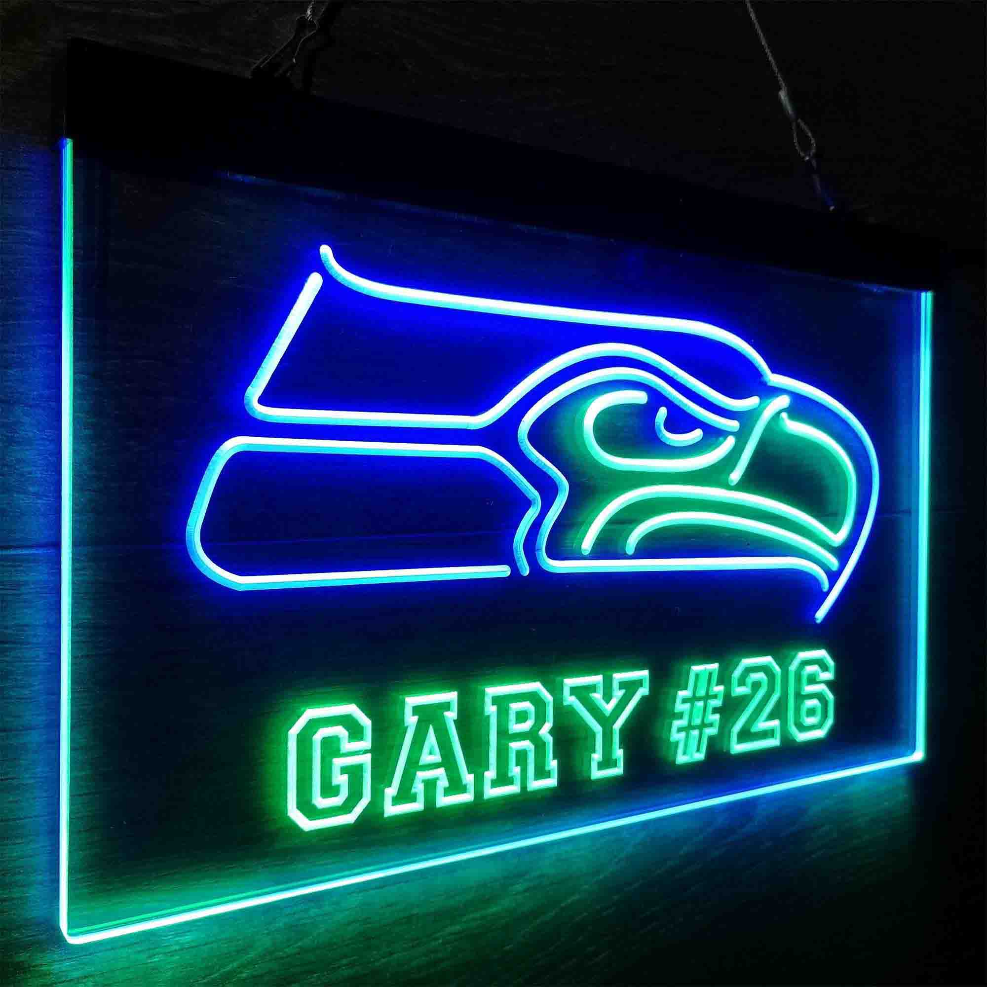 Personalized Seattle Seahawks Team Number Neon-Like LED Light Sign - led lab cave