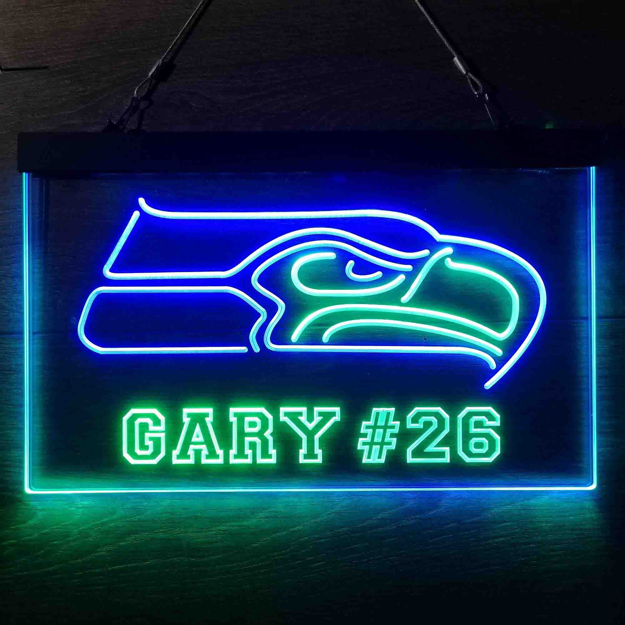 Personalized Seattle Seahawks Team Number Neon-Like LED Light Sign - led lab cave