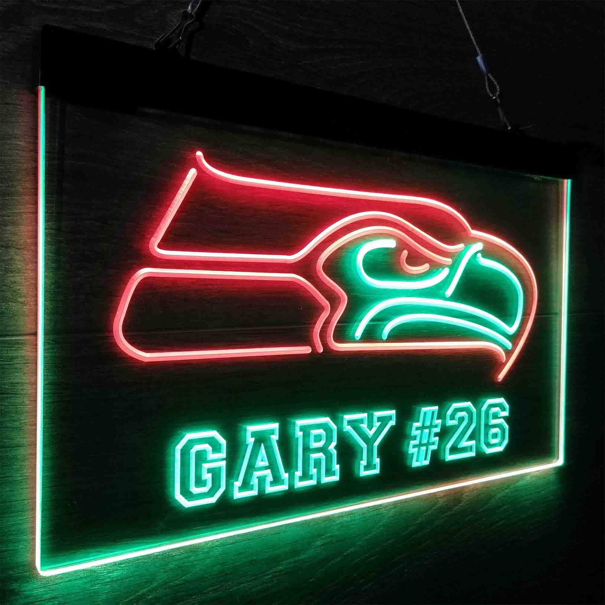 Personalized Seattle Seahawks Team Number Neon-Like LED Light Sign - led lab cave