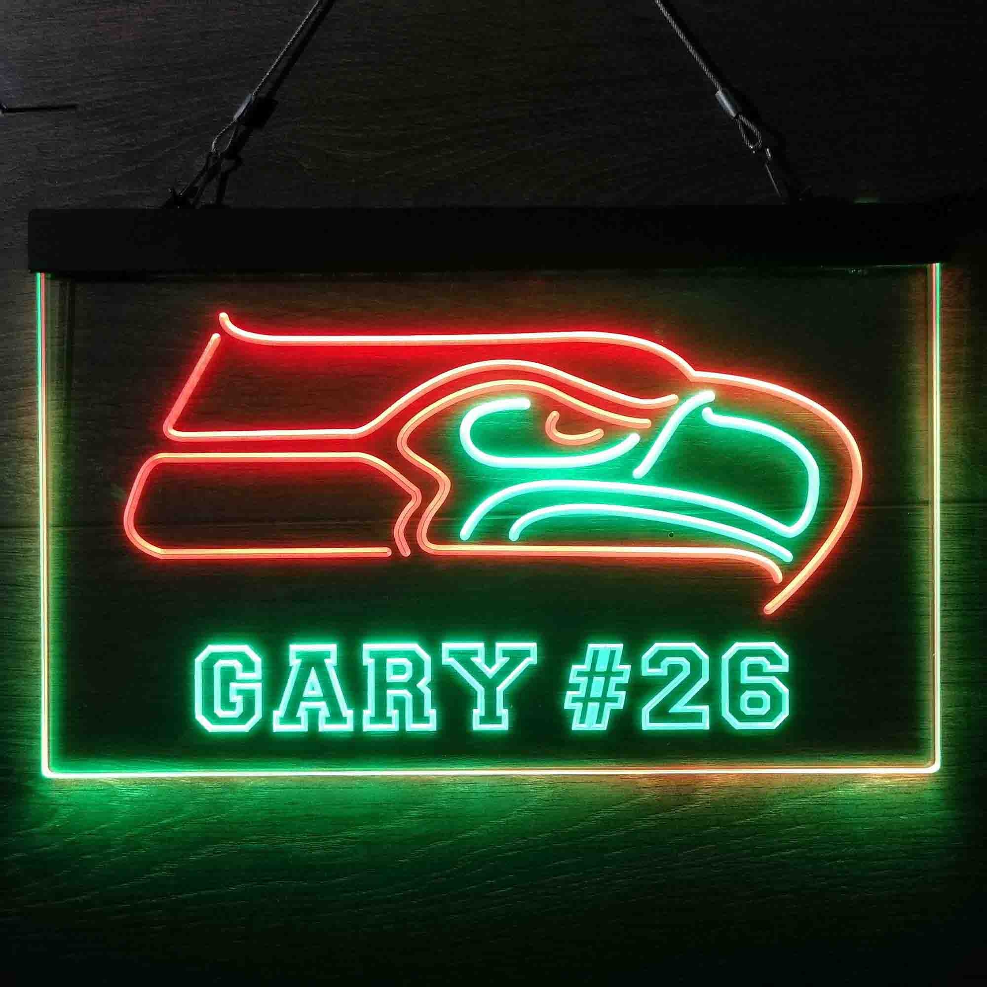 Personalized Seattle Seahawks Team Number Neon-Like LED Light Sign - led lab cave