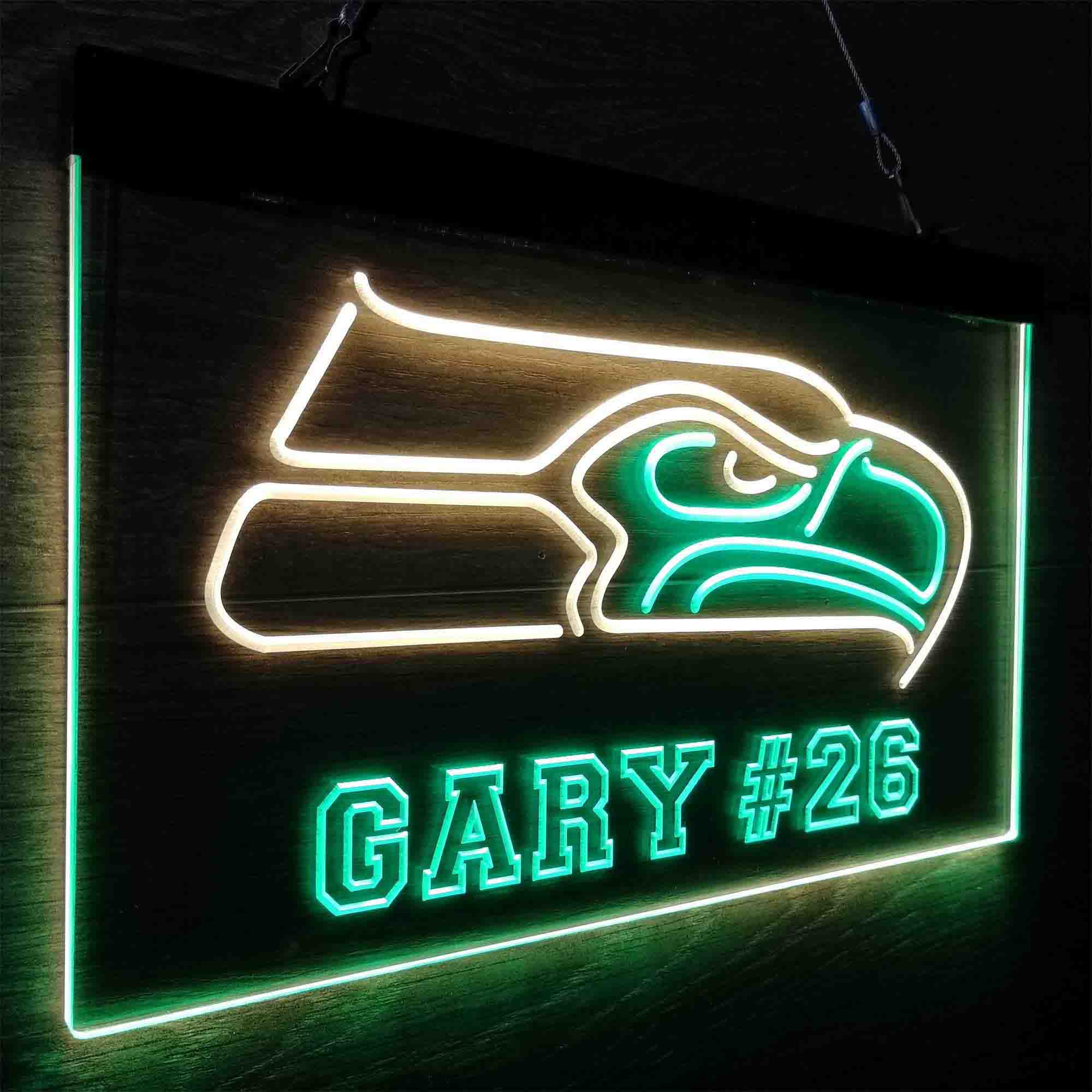 Personalized Seattle Seahawks Team Number Neon-Like LED Light Sign - led lab cave