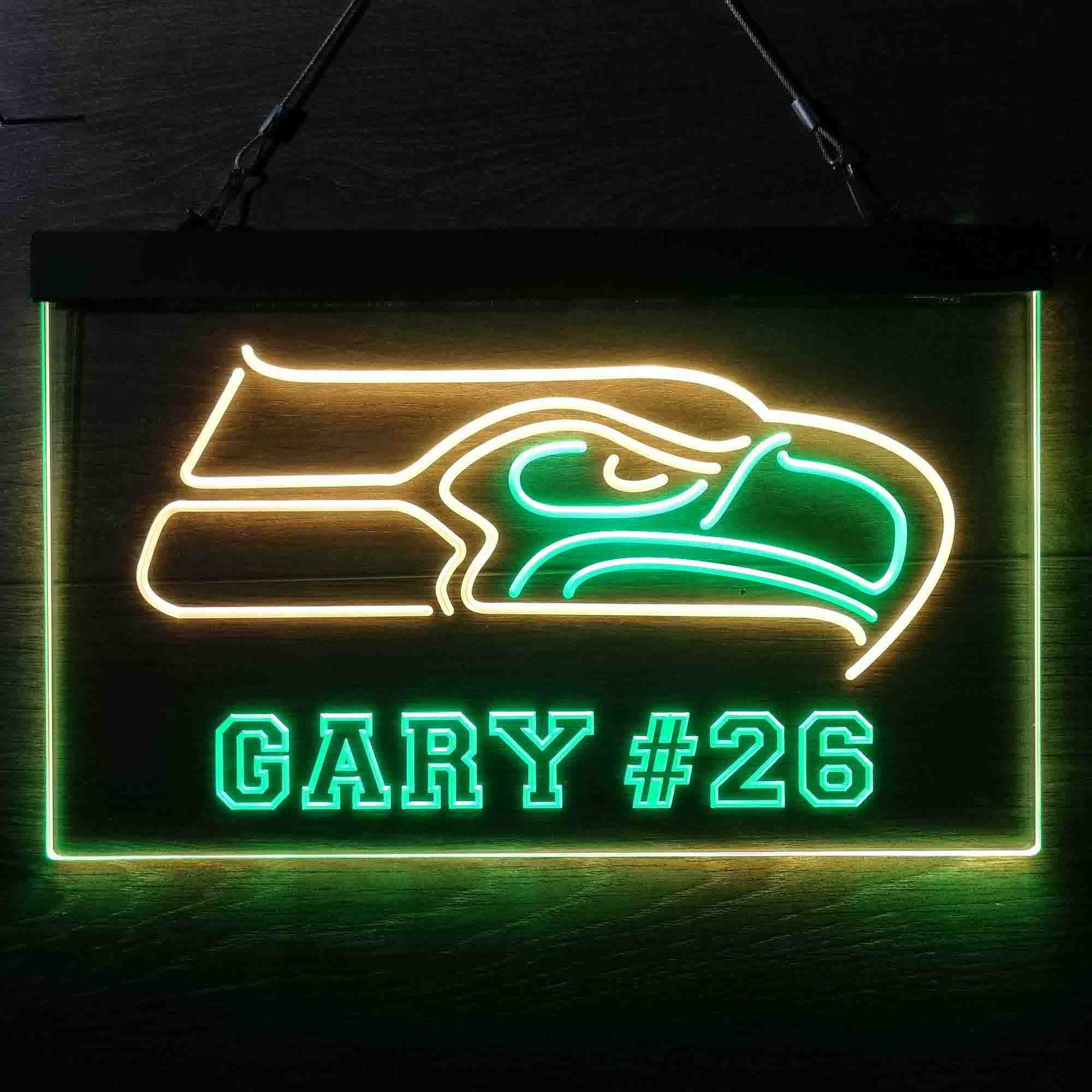 Personalized Seattle Seahawks Team Number Neon-Like LED Light Sign