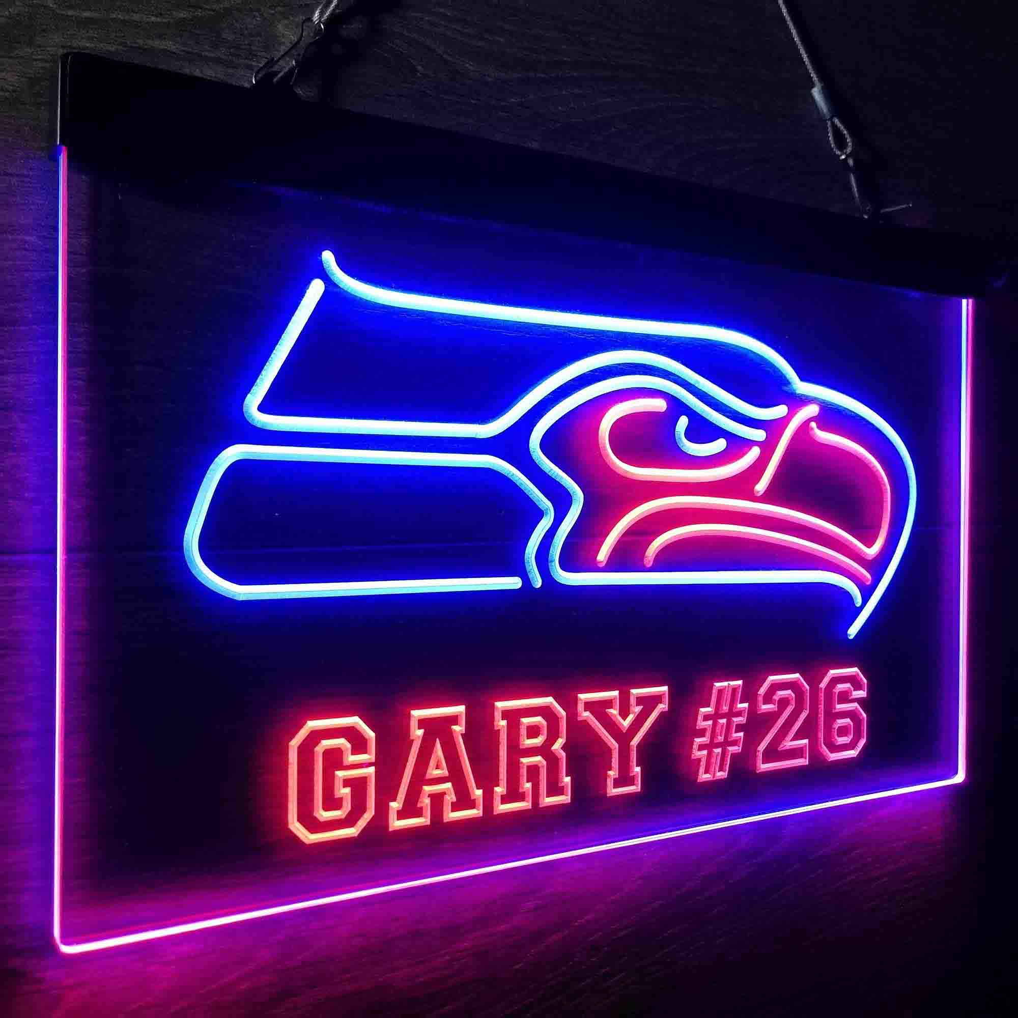 Personalized Seattle Seahawks Team Number Neon-Like LED Light Sign - led lab cave