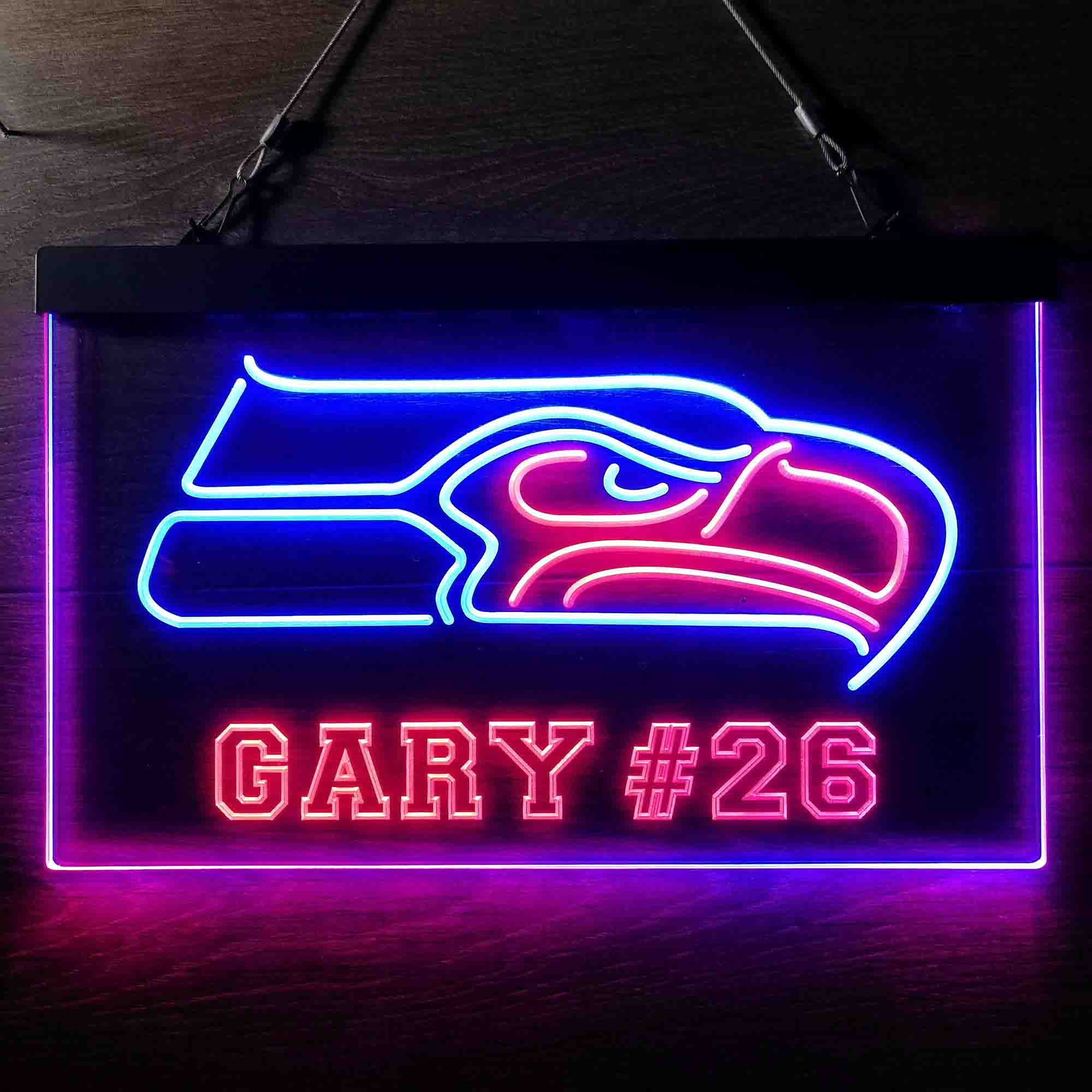 Personalized Seattle Seahawks Team Number Neon-Like LED Light Sign - led lab cave