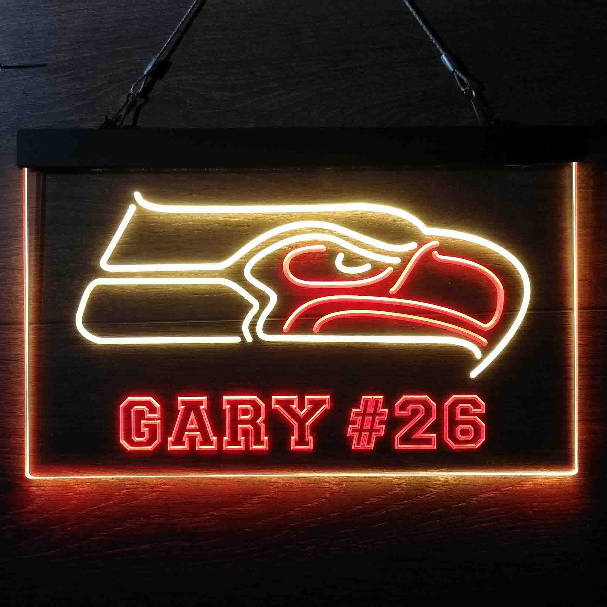 Personalized Seattle Seahawks Team Number Neon-Like LED Light Sign - led lab cave